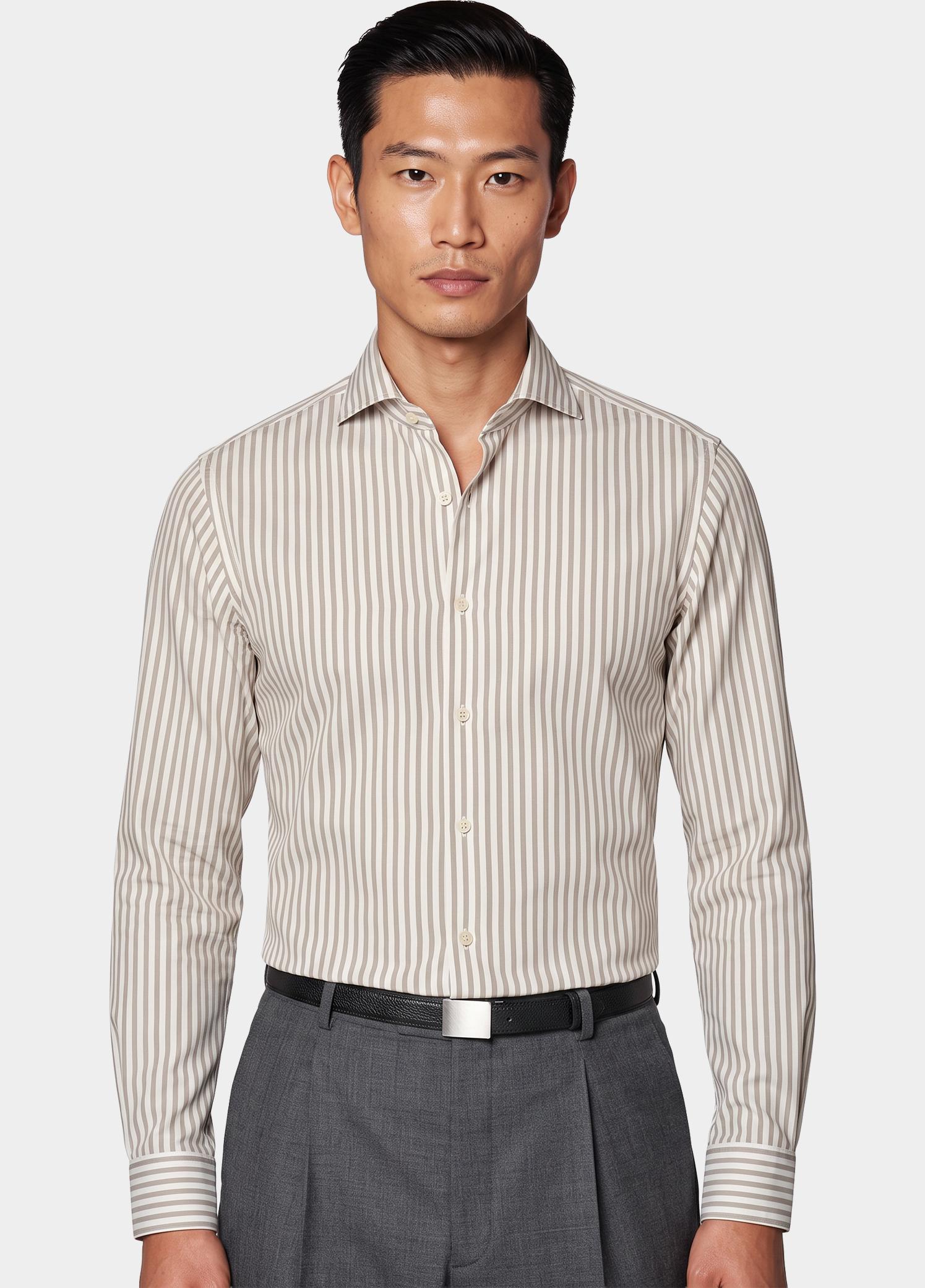 Profuomo Zakelijk overhemd heren Beige  PPWH30028/A