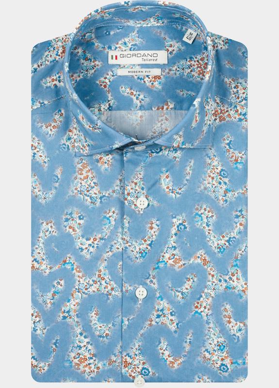 Giordano Overhemd heren Blauw Locarno Long Sleeve Semi Cuta 617871/61