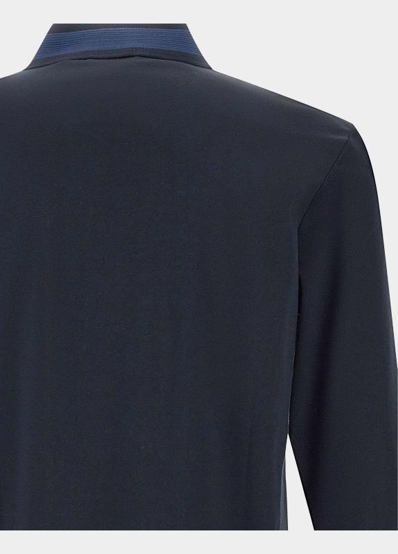 BOSS Black Polo lange mouw Blauw H-Pleins 200 10273705 01 50549257/405