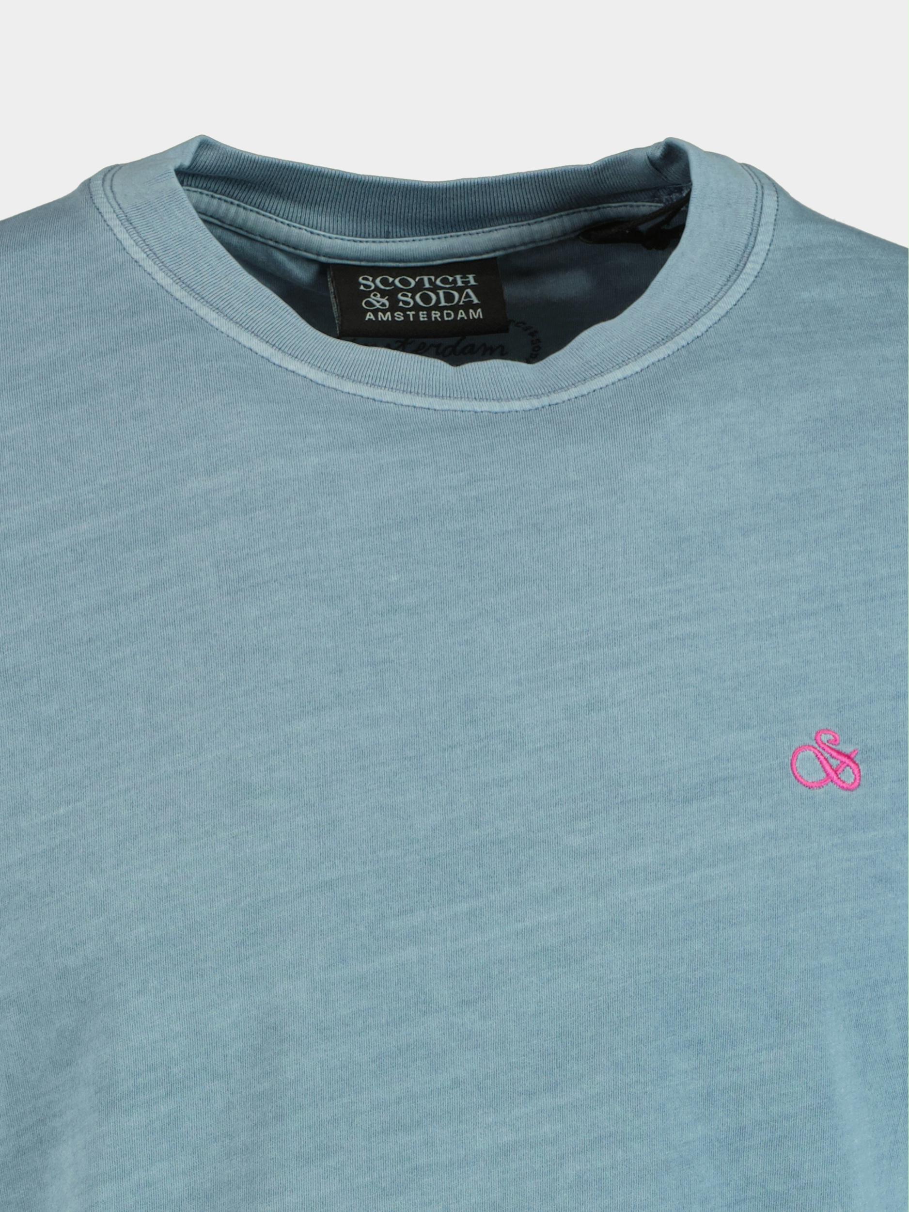 Scotch & Soda T-shirt korte mouw Blauw Garment-dyed logo crewneck T-s 167333/4855