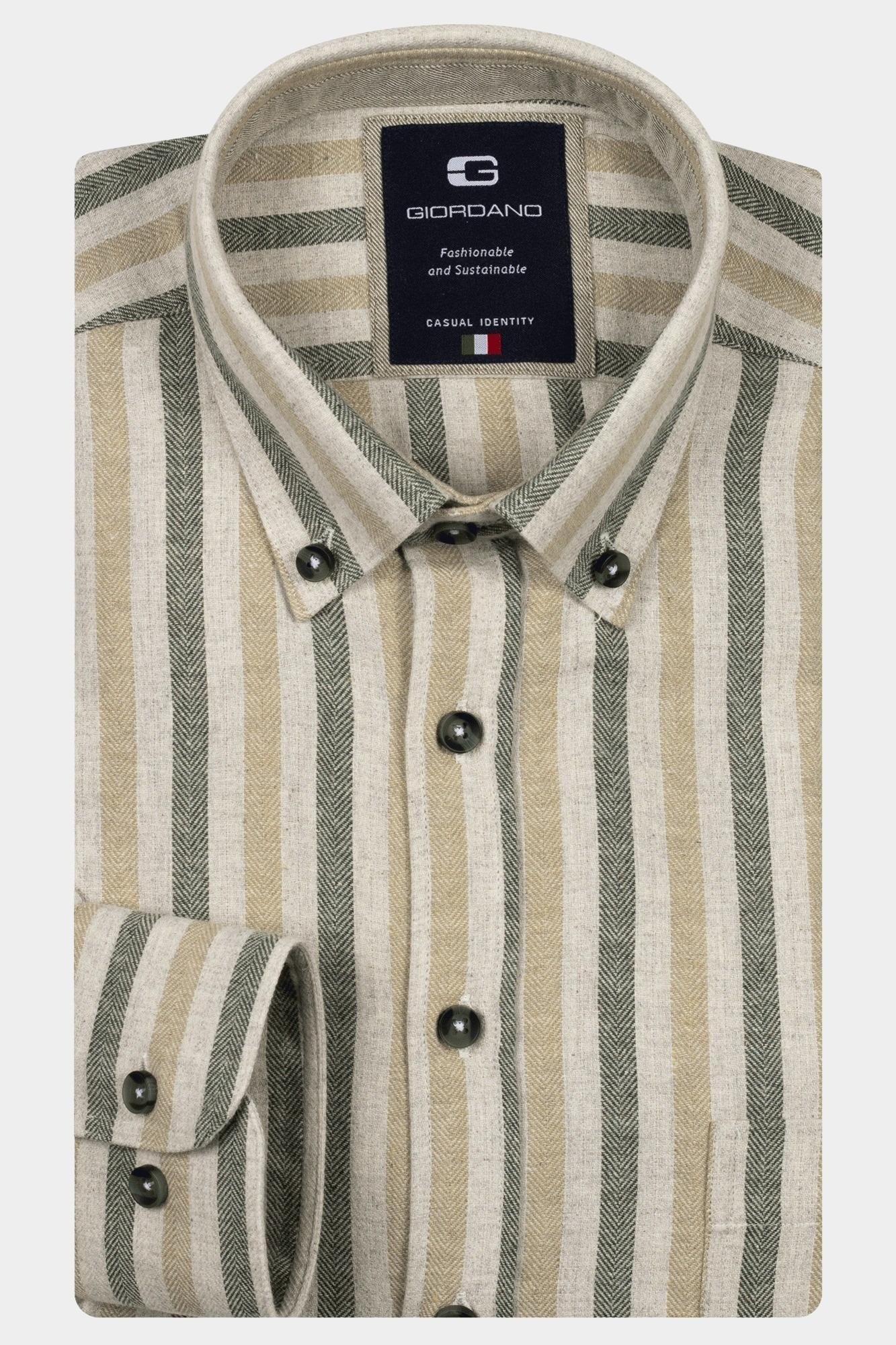 Giordano Casual hemd lange mouw Groen Brando long sleeve button dow 527102/70