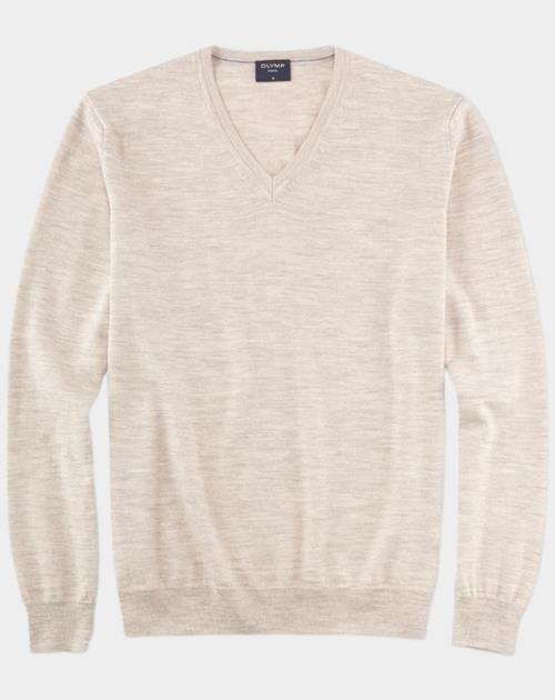 Olymp Pullover Beige V-pullover basic merino 015010/20