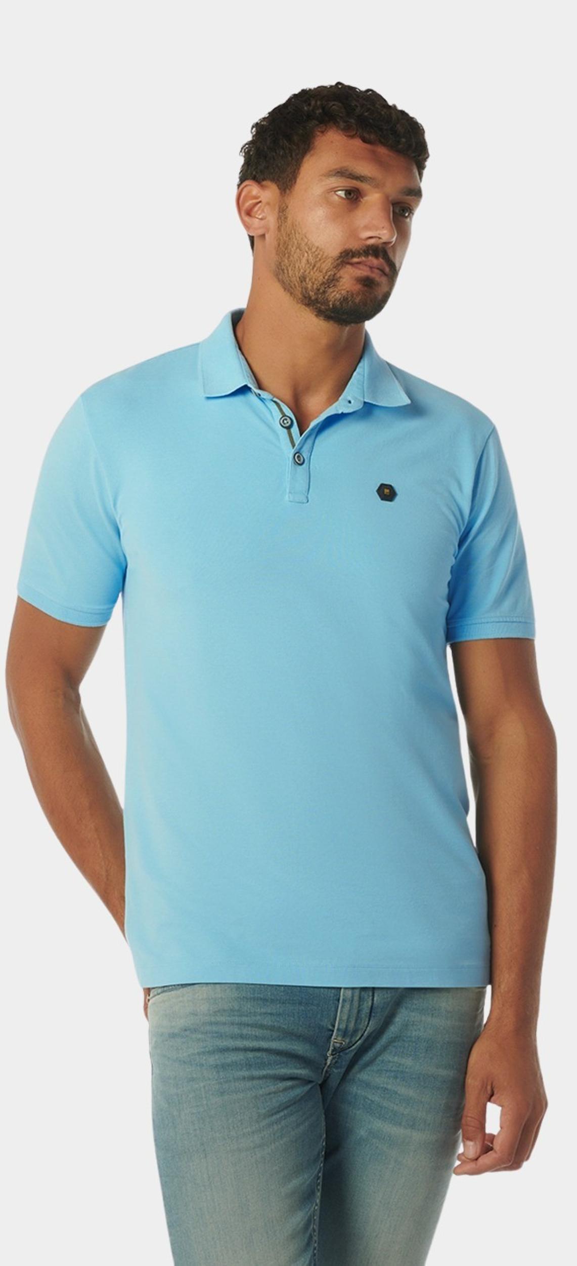 No Excess Polo korte mouw Blauw Polo Pique Garment Dyed 23380101SN/036