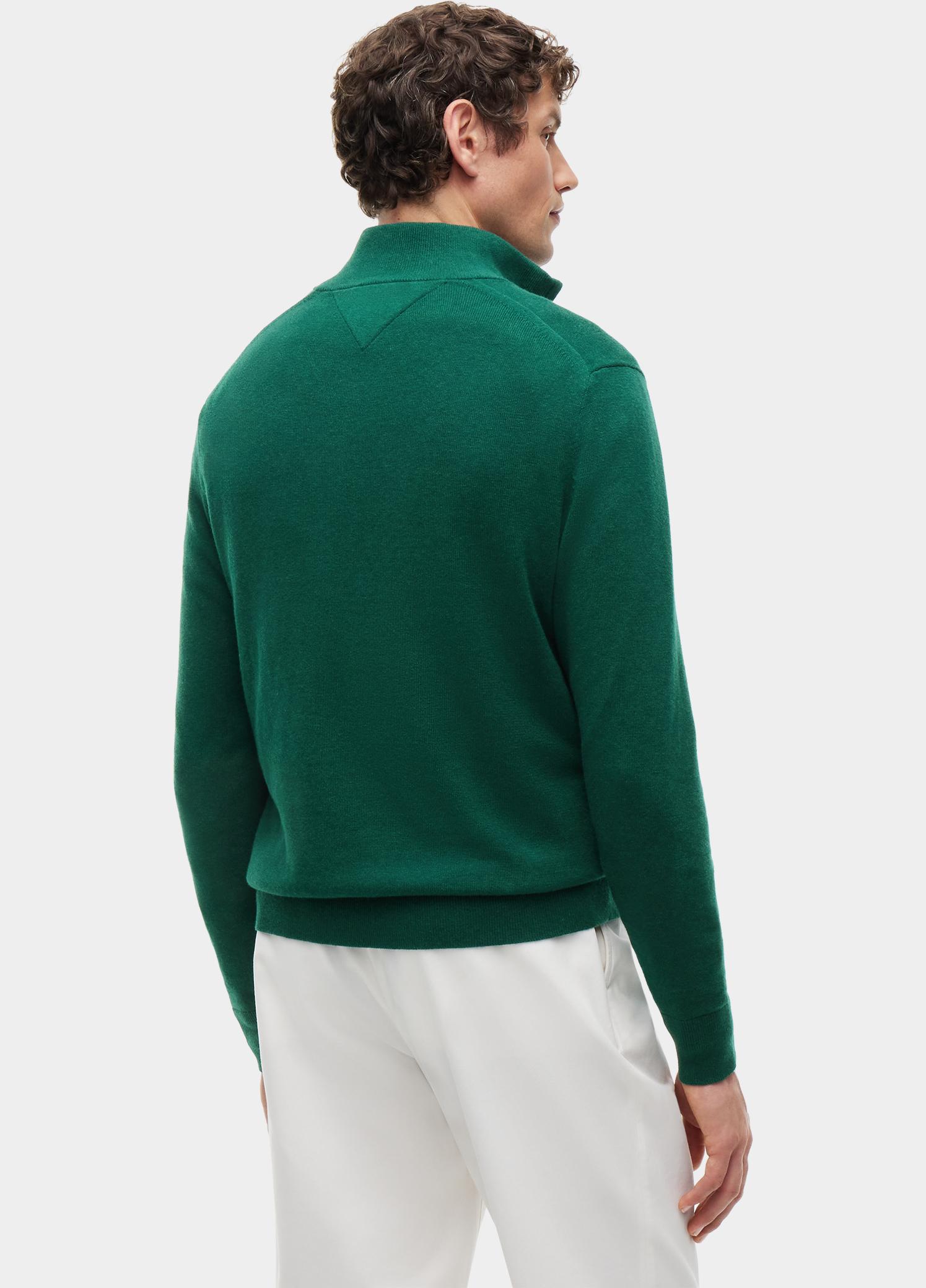 Tommy Hilfiger Half Zip Groen PIMA ORG CTN CASHMERE ZIP MOC MW0MW28049/MQ7