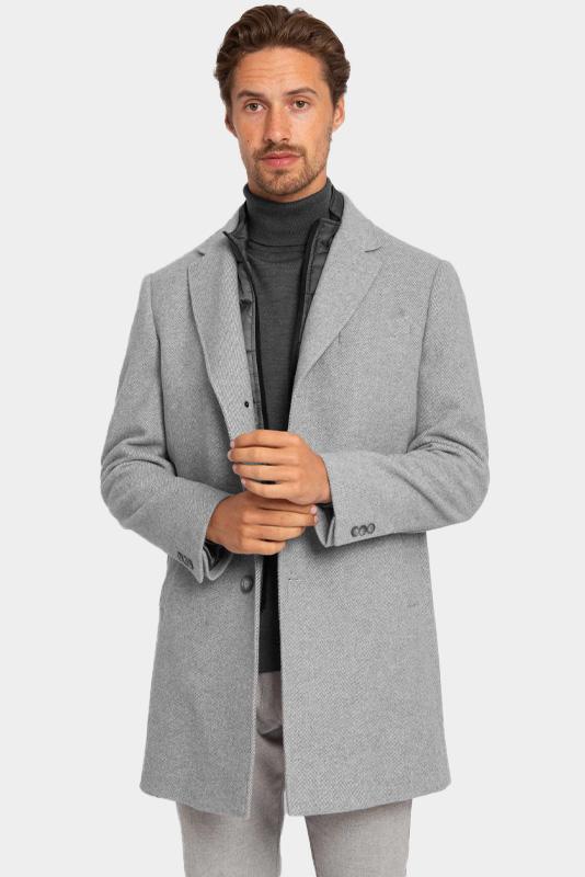 Suitable Wollen Jas Grijs Twill coat NK-5227NSH/73972