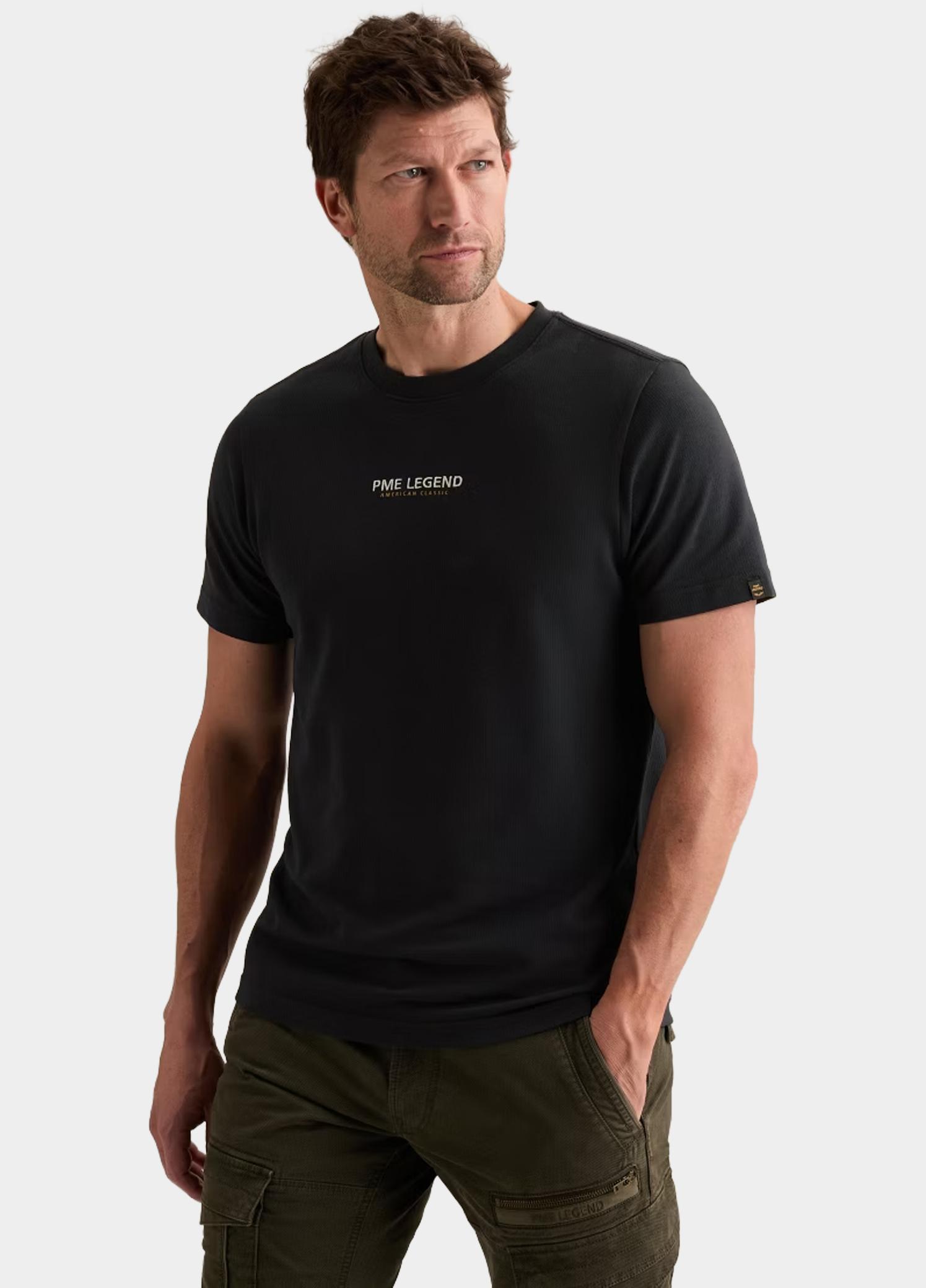 PME Legend T-shirt heren Blauw Short sleeve r-neck flat waff PTSS2608564/5281