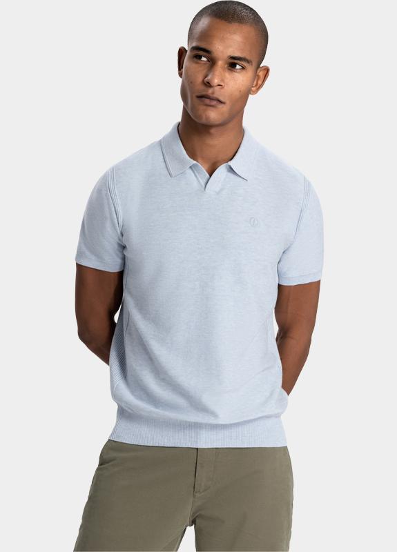 Dstrezzed Polo heren Blauw Polo s/s Melange Slub 420026-NOS/646