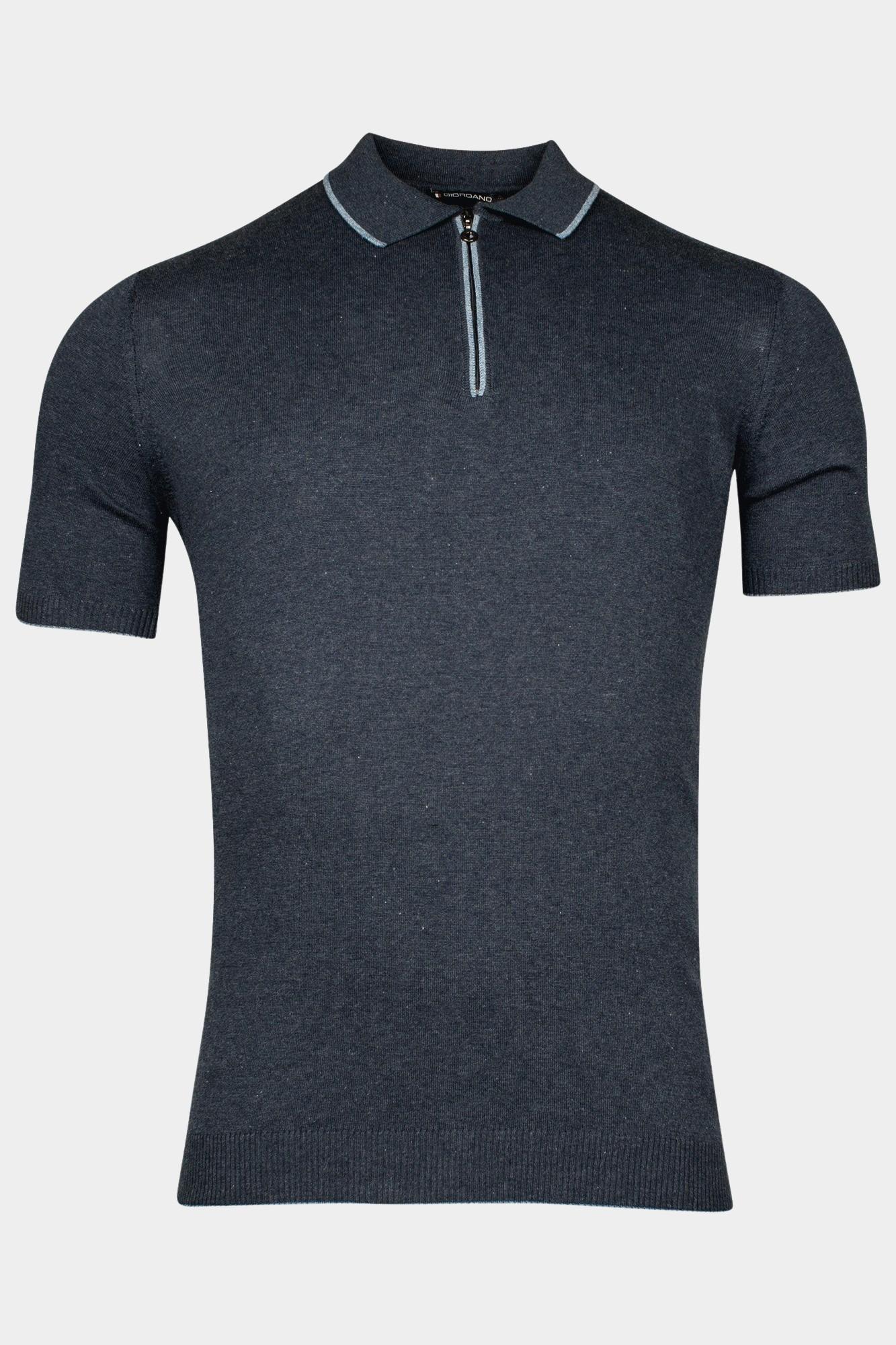 Giordano Polo korte mouw Blauw Enzo knitted polo Plain melan 516592/60