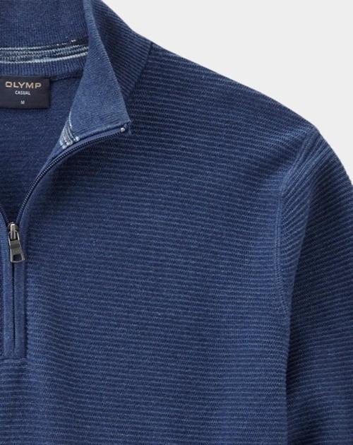 Olymp Half Zip Blauw Troyer Strick 530465/15