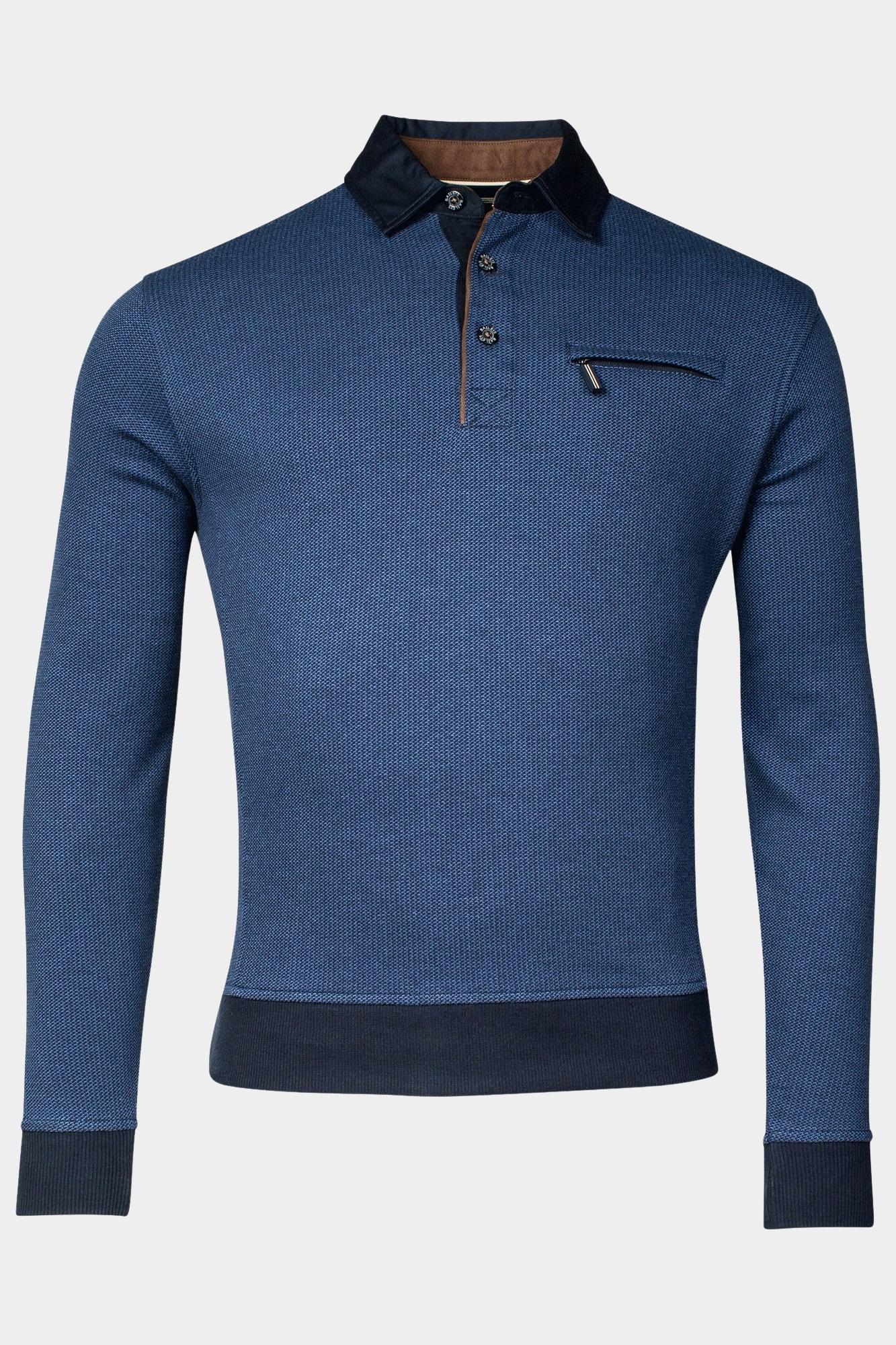 Baileys Polo lange mouw Blauw Sweatshirt Polo Collar Button 323094/60