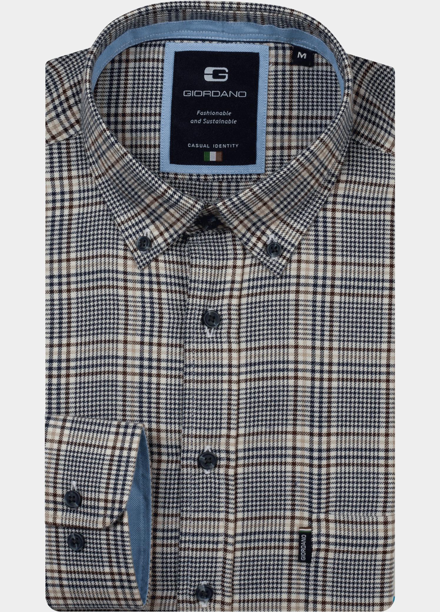 Giordano Overhemd heren Blauw Dino Brushed glen check 627326/60