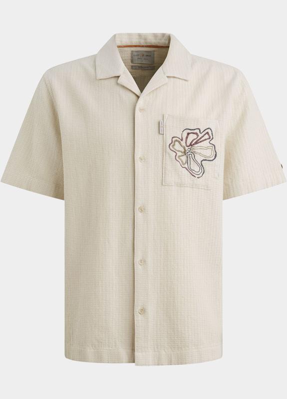 Cast Iron Casual hemd korte mouw Blauw Short Sleeve Shirt Yarn dye s CSIS2605280/7041