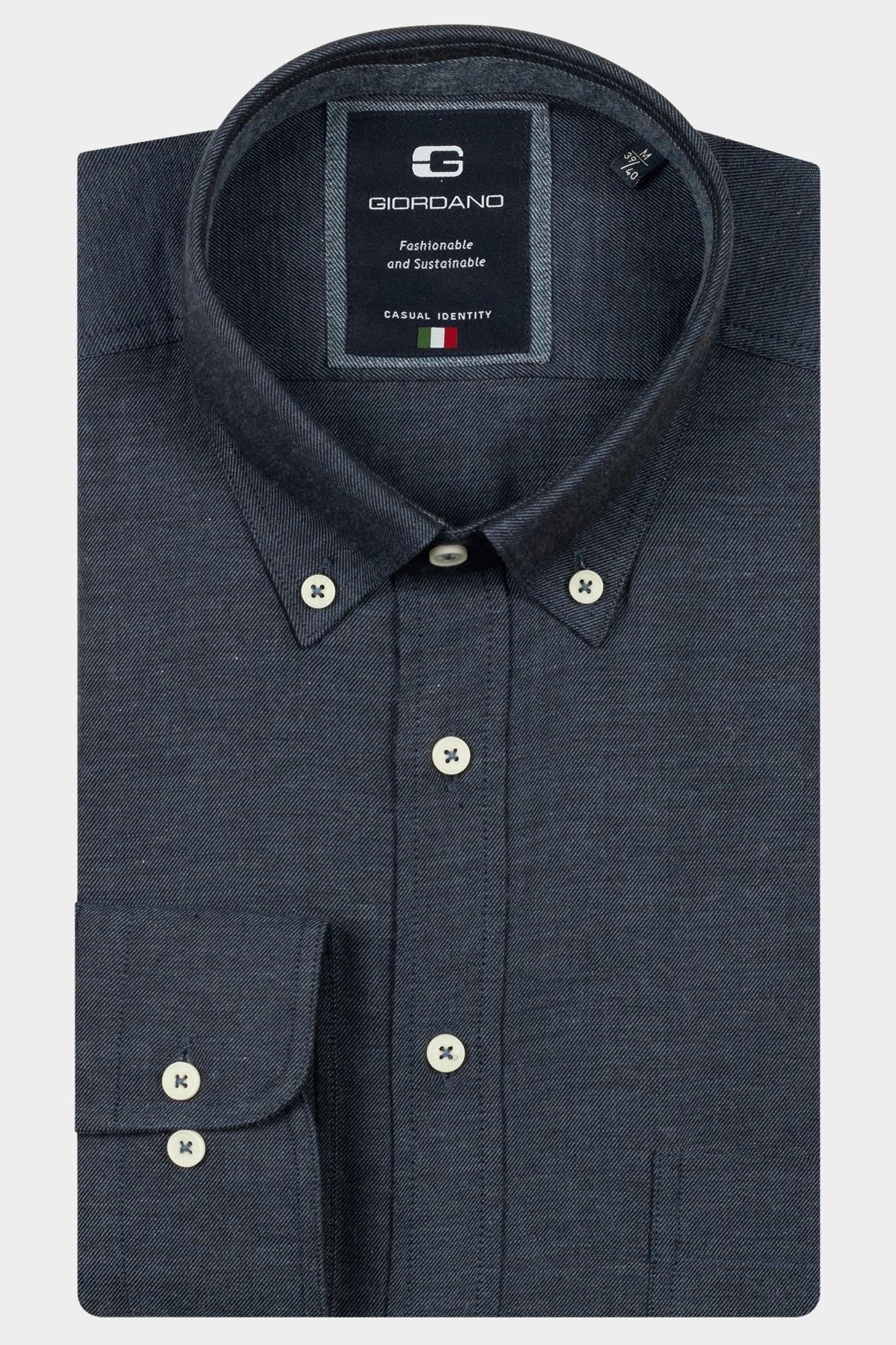 Giordano Casual hemd lange mouw Blauw Brando long sleeve button dow 527005/60