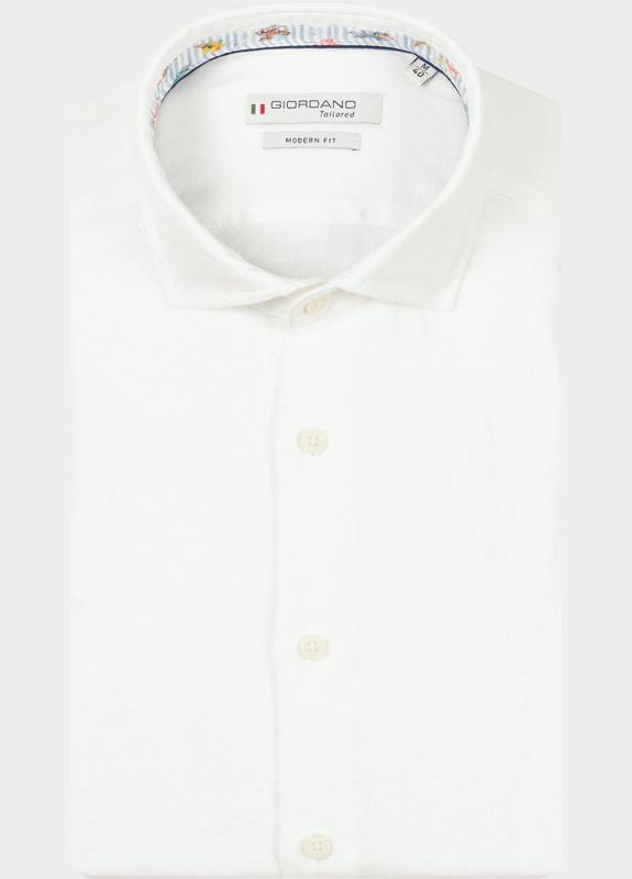 Giordano Overhemd heren Wit Row Long Sleeve Cutaway Soft 617810/10