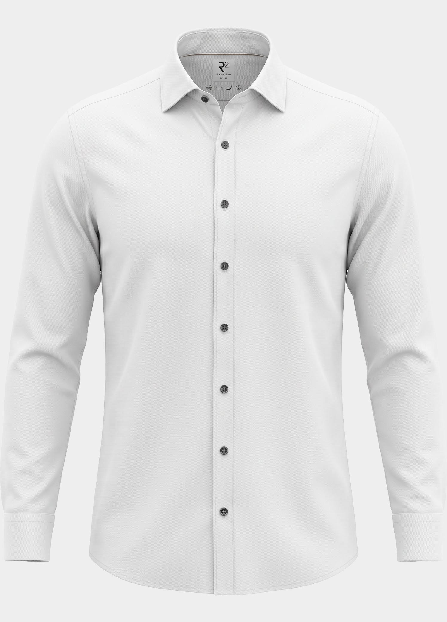 R2 Amsterdam Casual hemd lange mouw Wit Widespread NOS.TWILL.008/004
