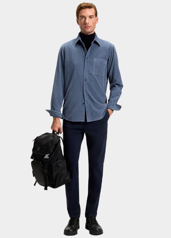BOSS Orange Overshirt Blauw Corduroy Relegant 10260285 02 50548976/495 BOSS Orange Overshirt Blauw Corduroy Relegant 10260285 02 50548976/495
