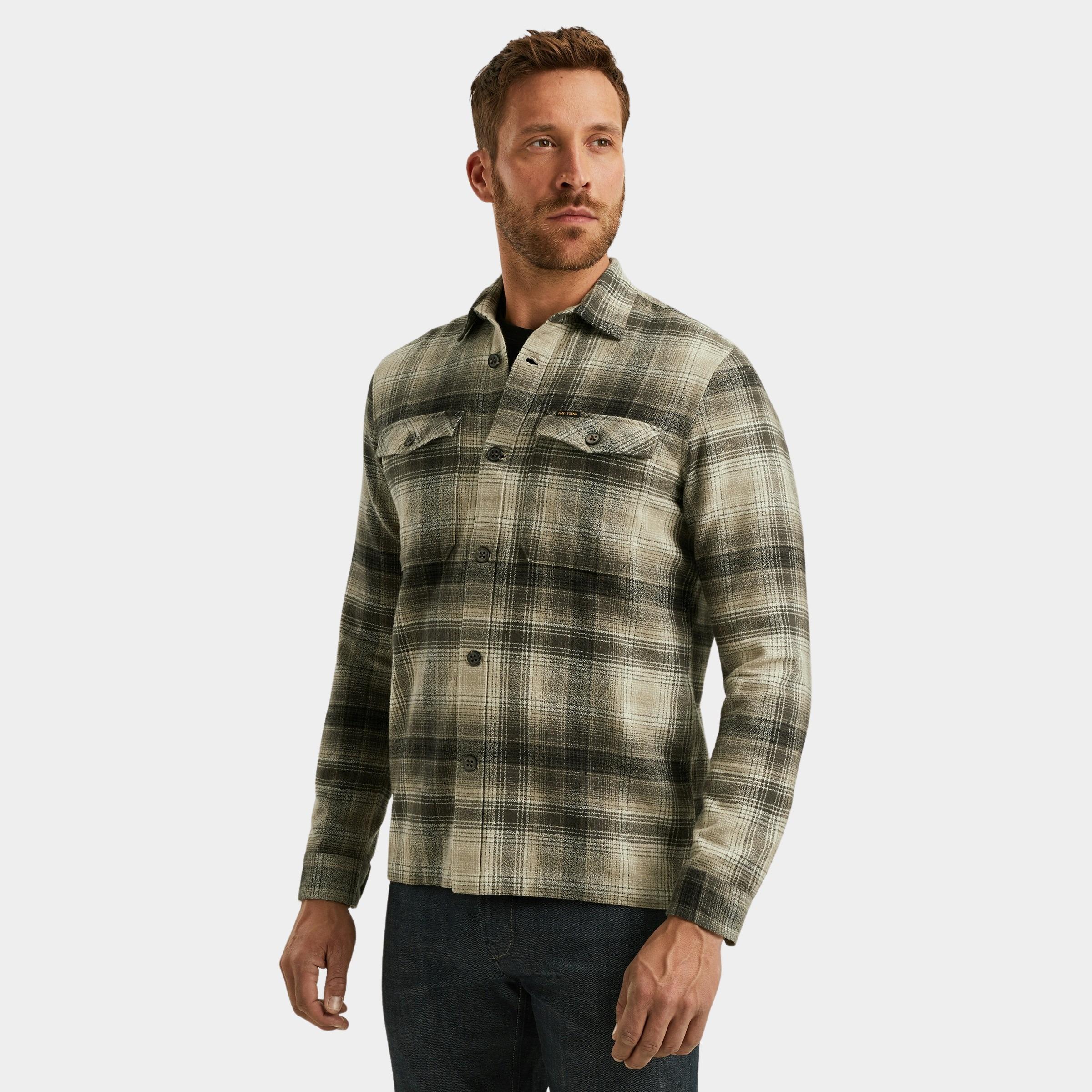 PME Legend Overshirt Bruin LONG SLEEVE SHIRT Brushed Gri PSI2509244/8011