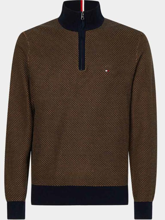 Tommy Hilfiger Pullover Bruin 2-Tone Zip Mock MW0MW28041/0GY