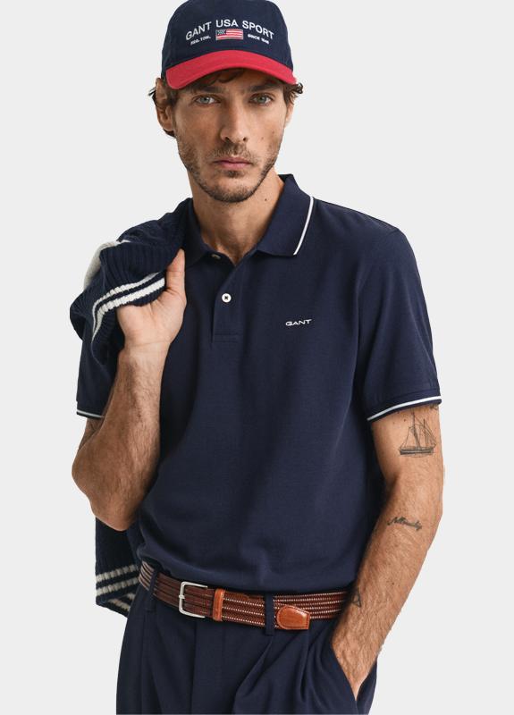 Gant Polo heren Blauw Tipping SS Pique Polo 2062034/433