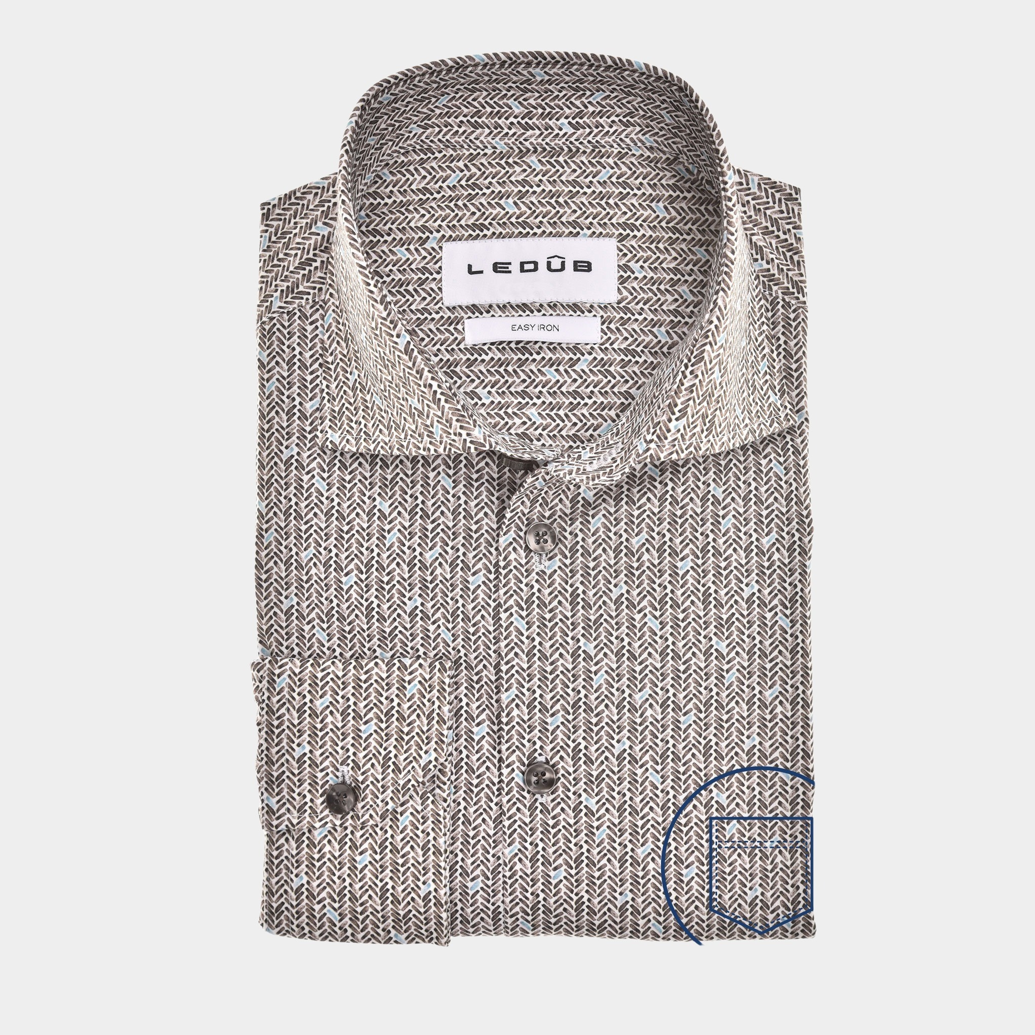 Ledub Business hemd lange mouw Bruin LE24201 MFN 5 0142596/680-000-000