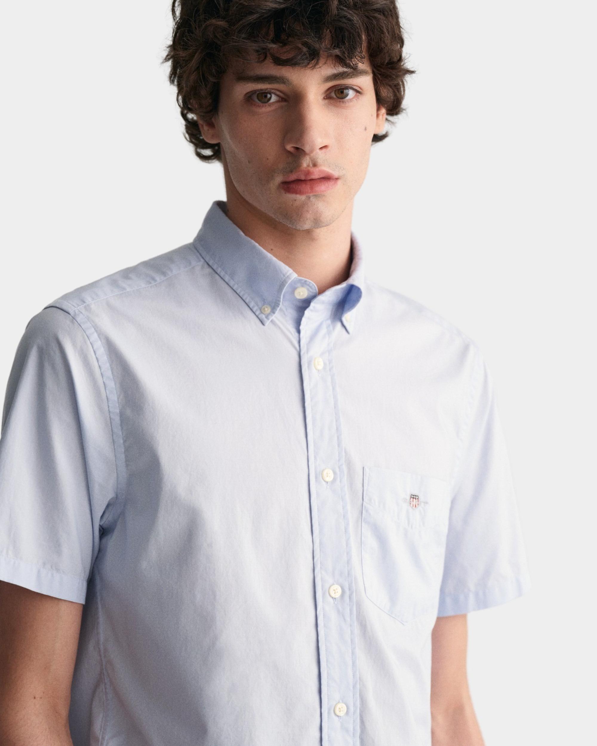 Gant Casual hemd korte mouw Blauw Poplin SS Shirt 3000101/455