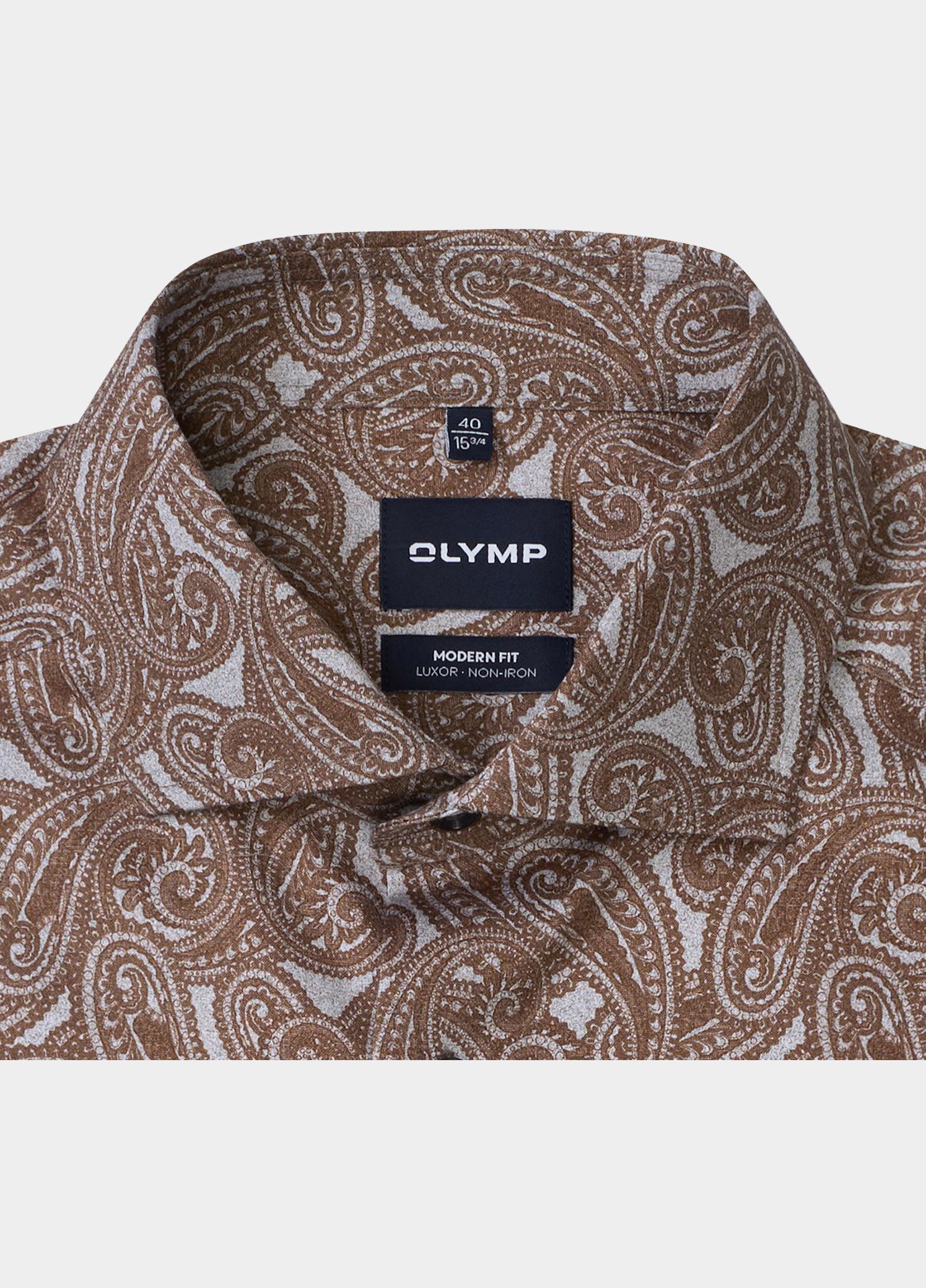 Olymp Zakelijk overhemd heren Bruin Luxor mf D.2100 o.T. 122224/89