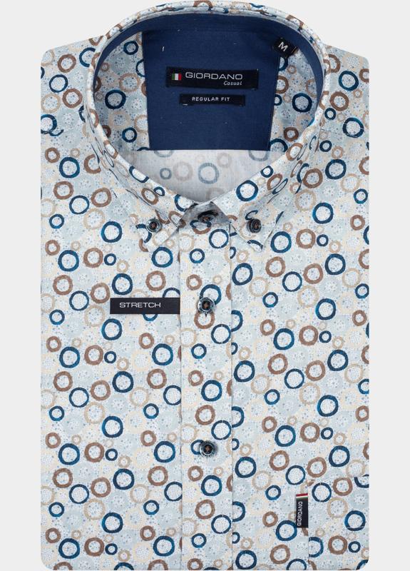 Giordano overhemd korte mouw heren Blauw League Short Sleeve Button Do 616039/60
