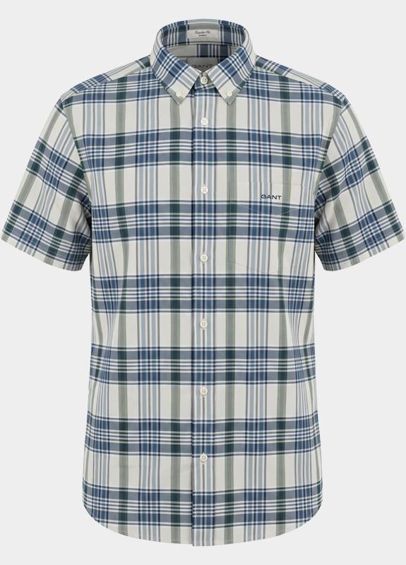 Gant overhemd korte mouw heren Blauw Madras Checked Short Sleeve S 3260078/430