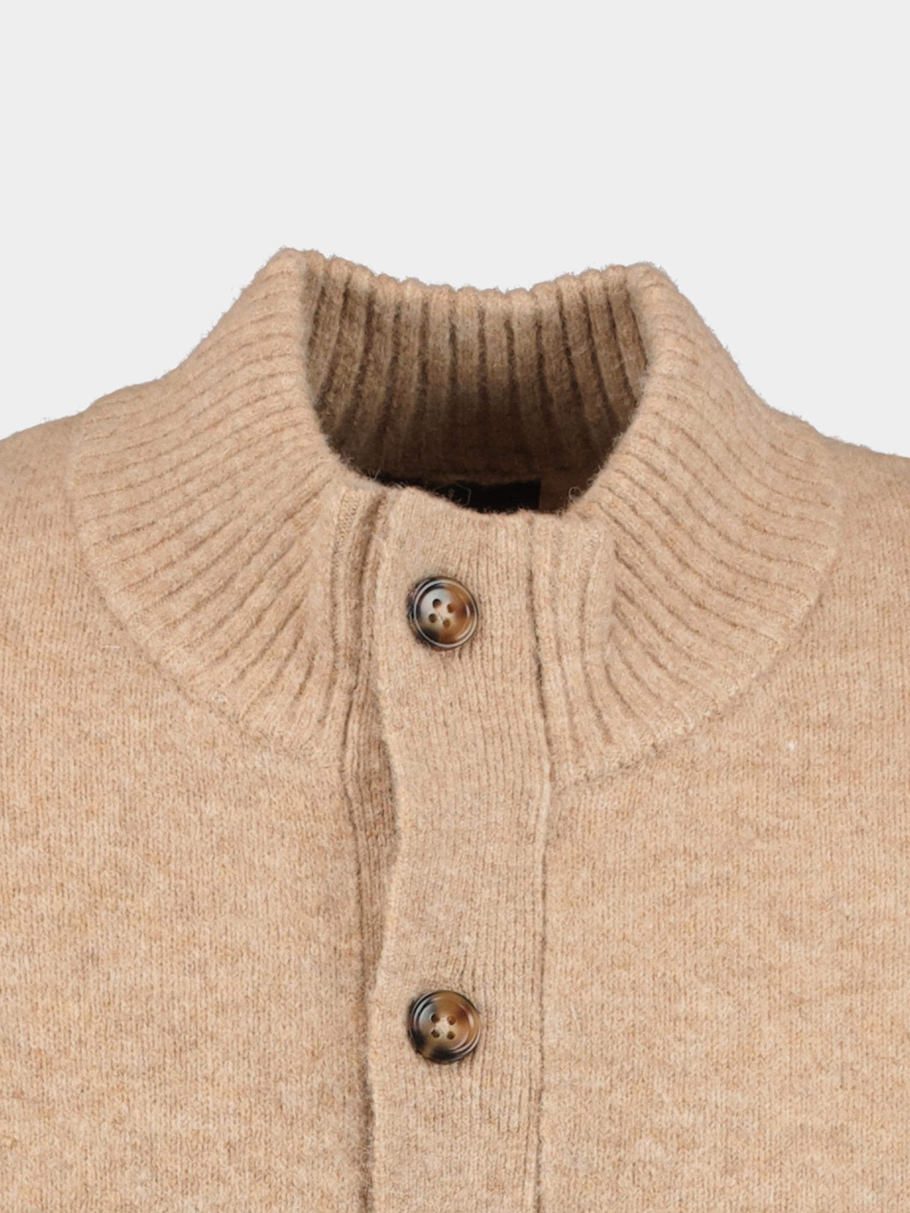 Marco Manzini Vest Bruin Austin Cardigan Fancy Yarn 23305AU15/830 camel