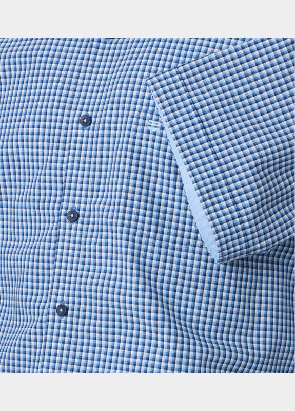 Redmond overhemd korte mouw heren Blauw Slub Casual 251425990/10