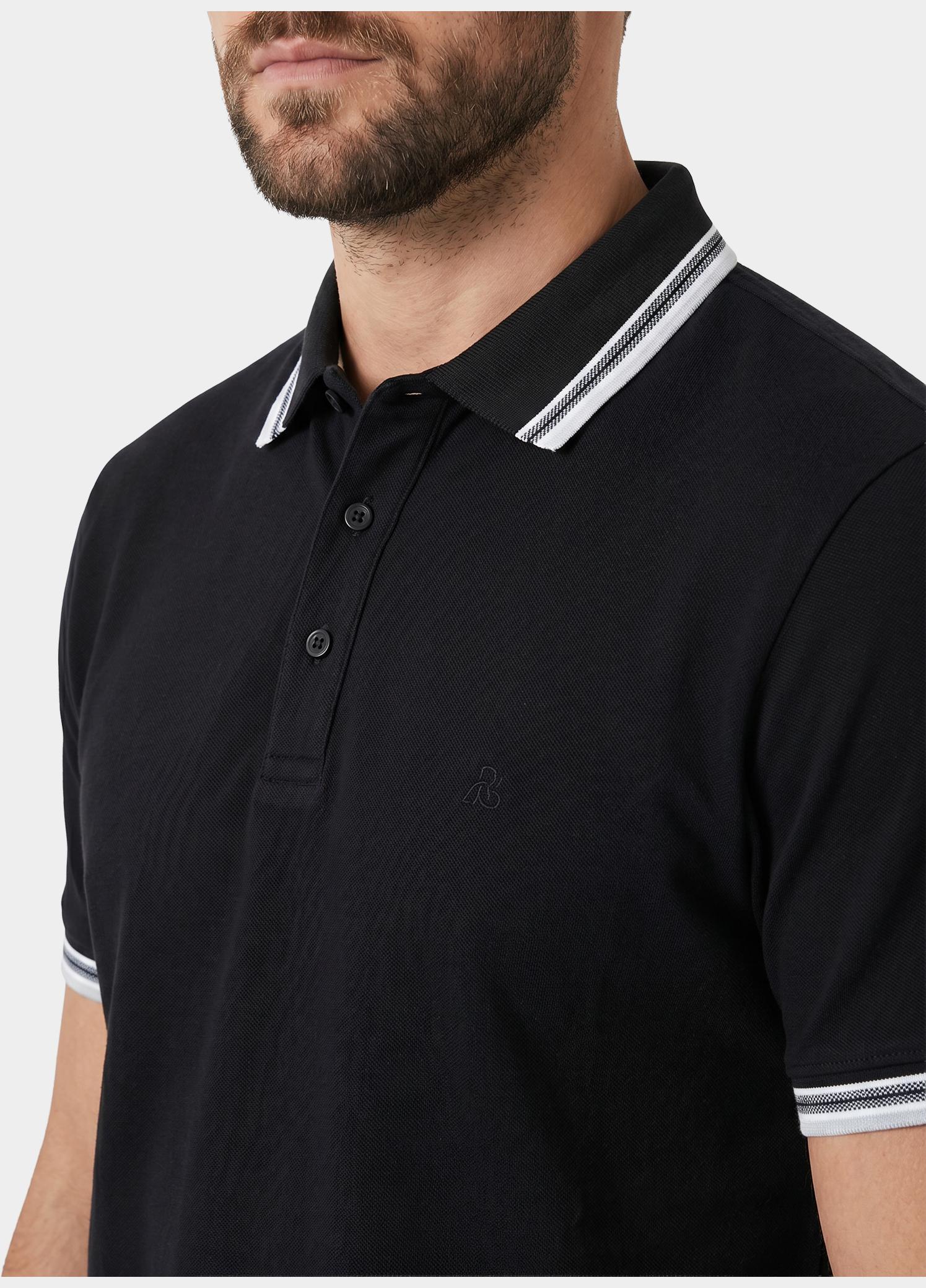 Scotland Blue Polo heren Zwart Brick Polo Plain Contrast Col SPE25108BR06SB/990 black