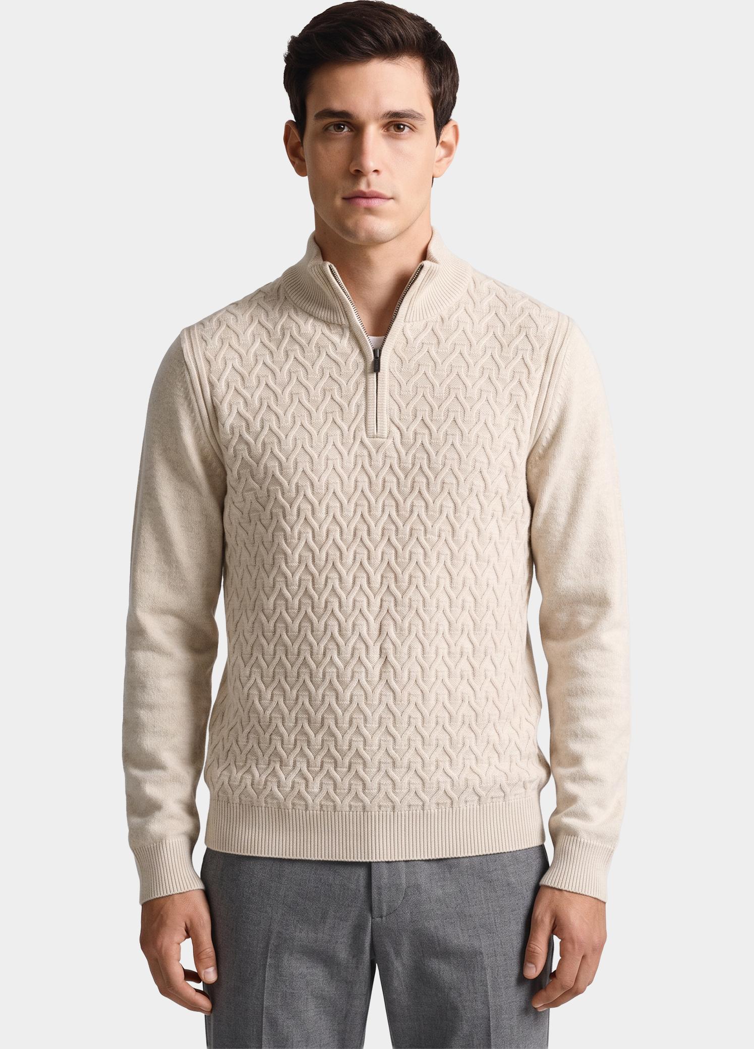 Bos Half Zip Beige  1188/41018 Off White