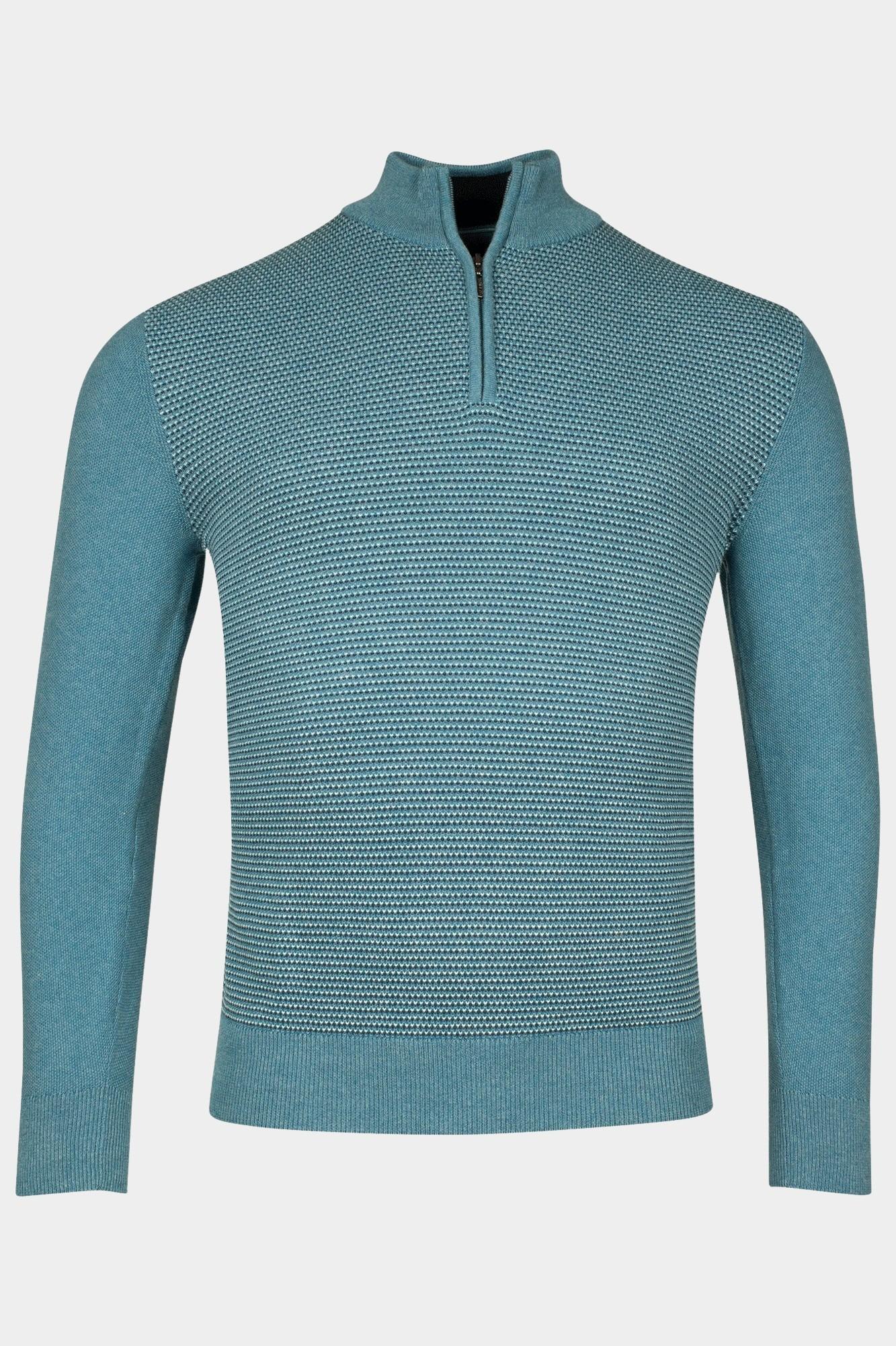 Baileys Half Zip Blauw Pullover 1/2 zip  12gg struct 518461/975