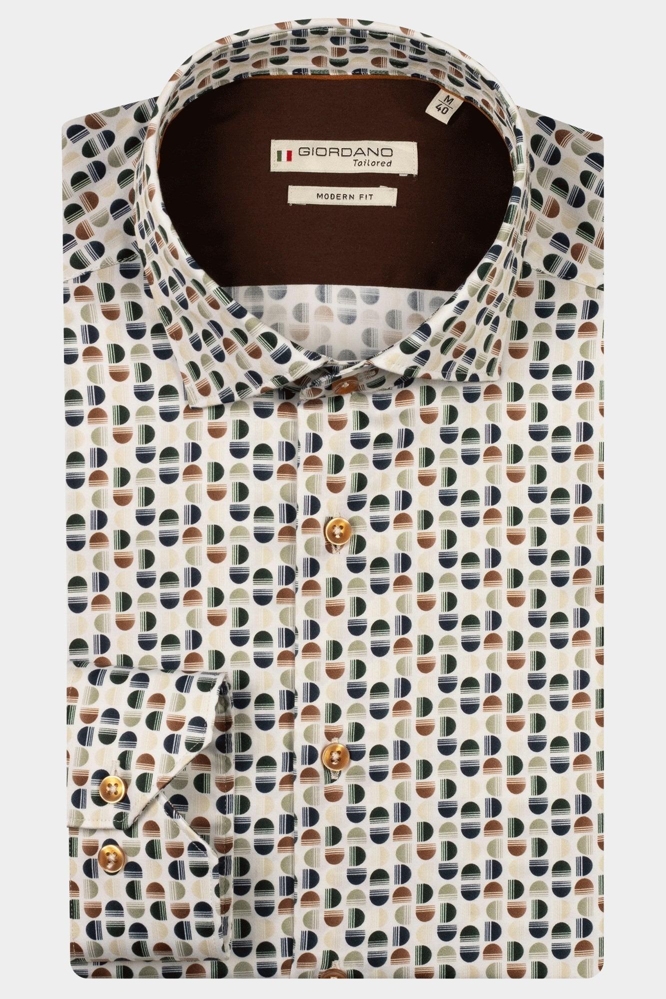 Giordano Casual hemd lange mouw Groen Maggiore long sleeve semi cut 527821/70