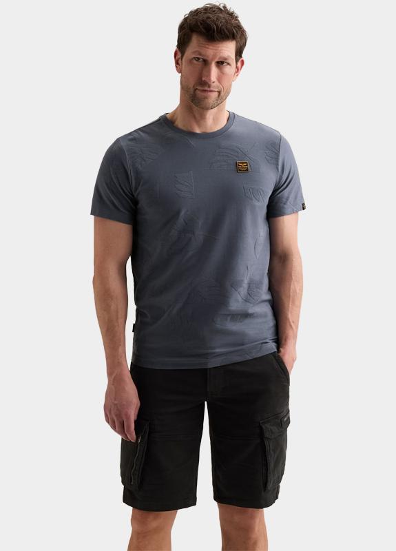 PME Legend T-shirt korte mouw Blauw Short sleeve r-neck jacquard PTSS2605591/5301