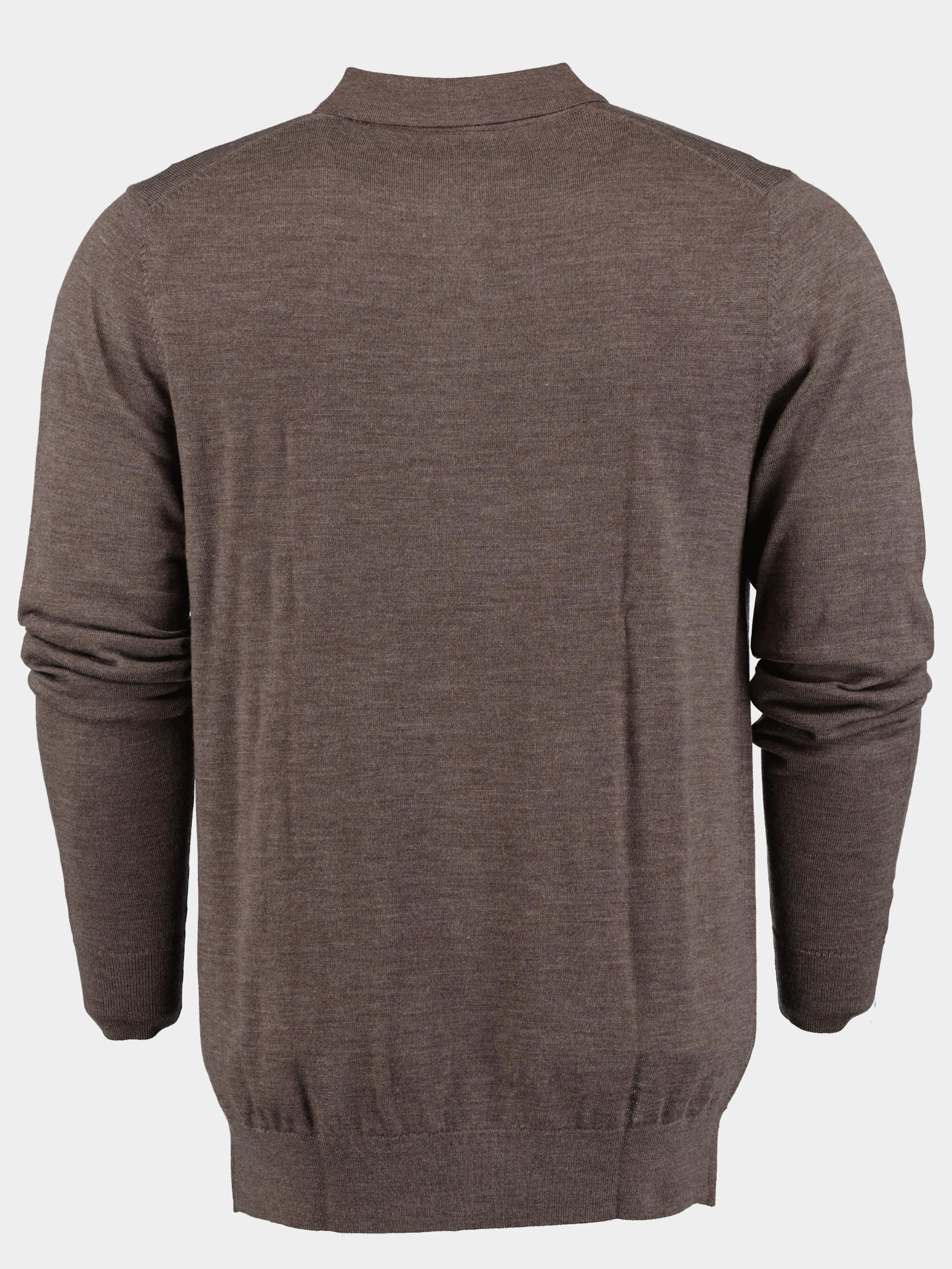 Profuomo Polo lange mouw Bruin  PPUJ30003E/5