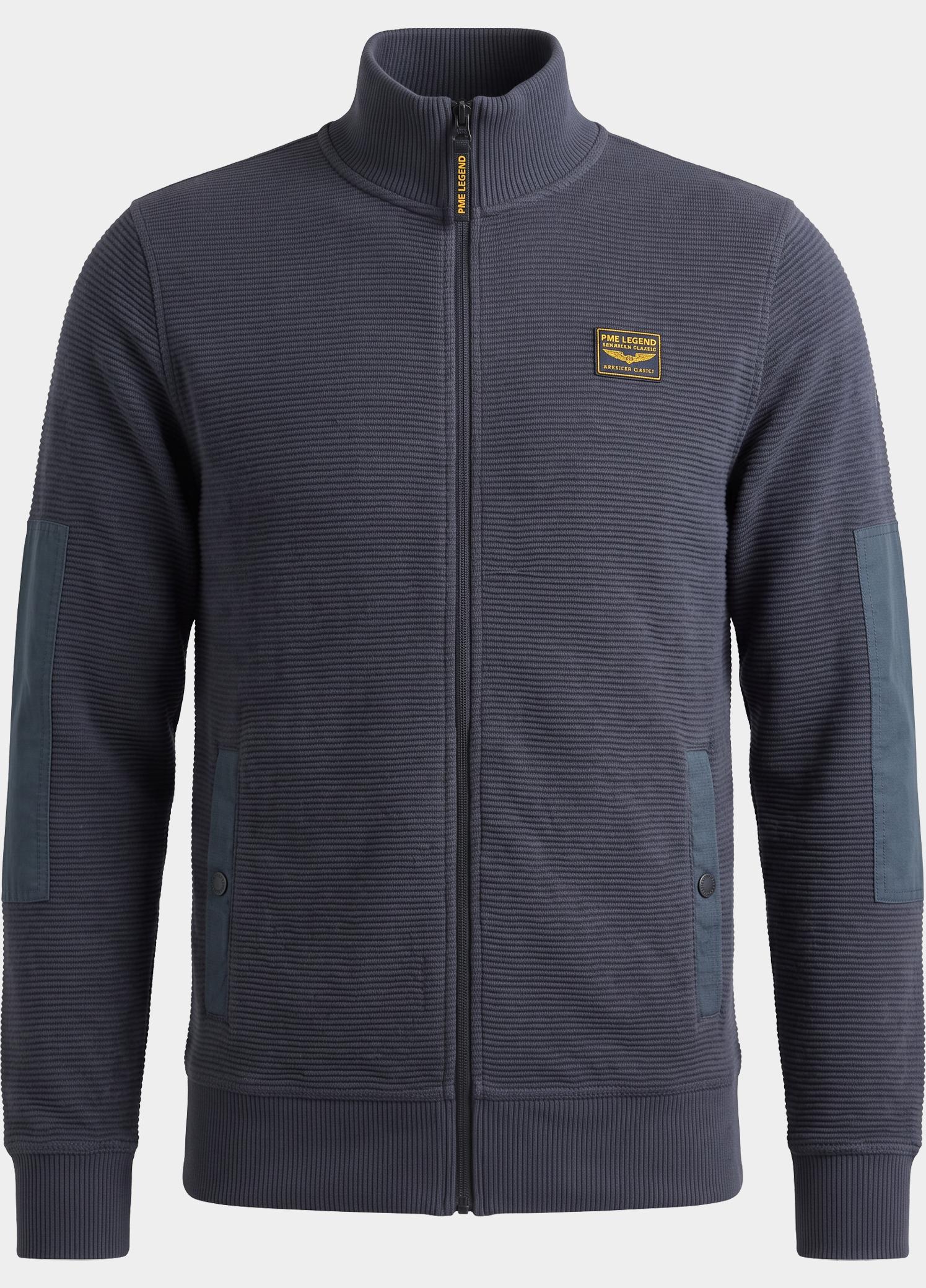 PME Legend Vest heren Blauw Zip jacket texture yarn PKC2610322/5281