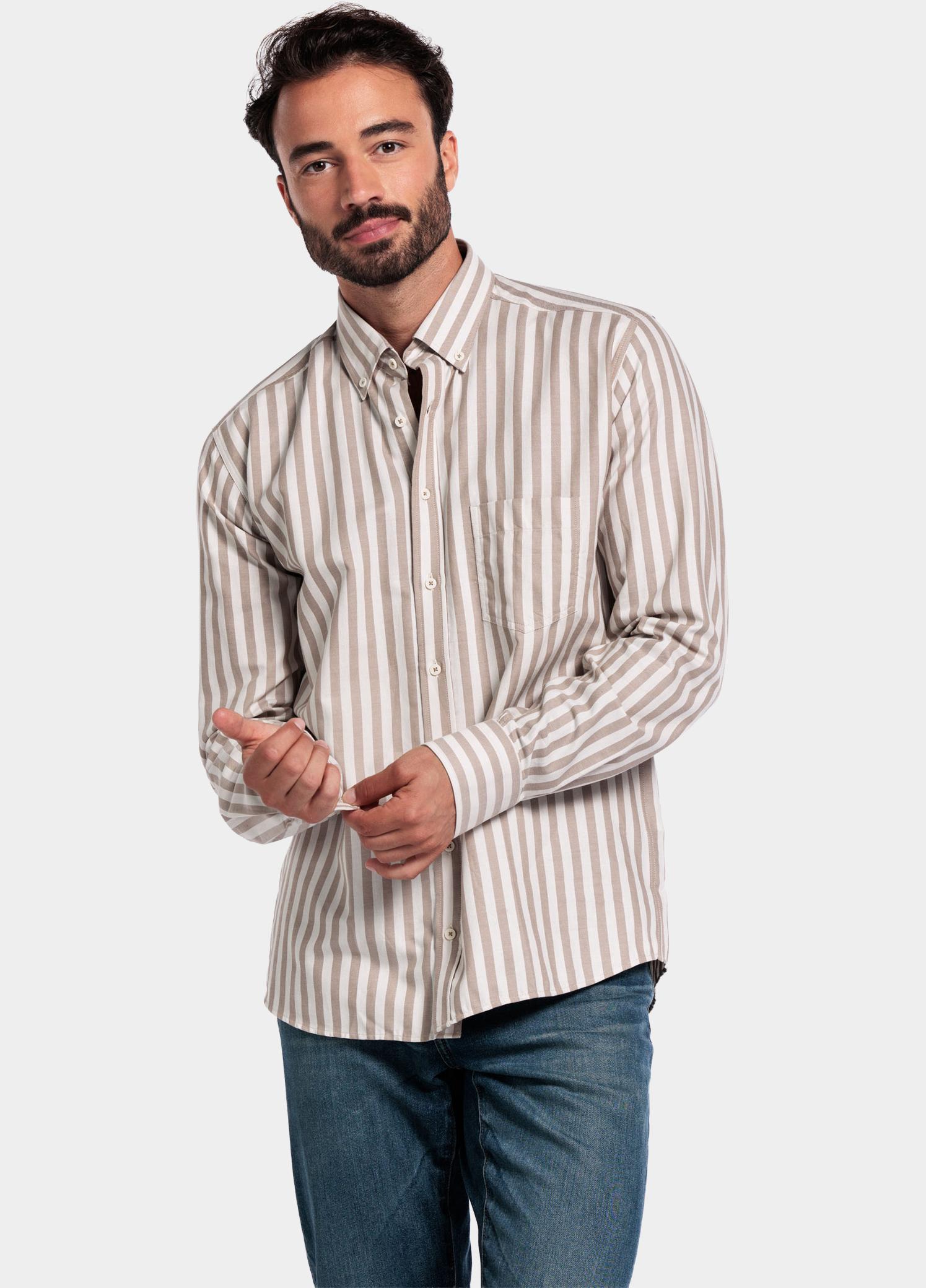 Giordano Overhemd heren Bruin Brando long sleeve button dow 527110/80