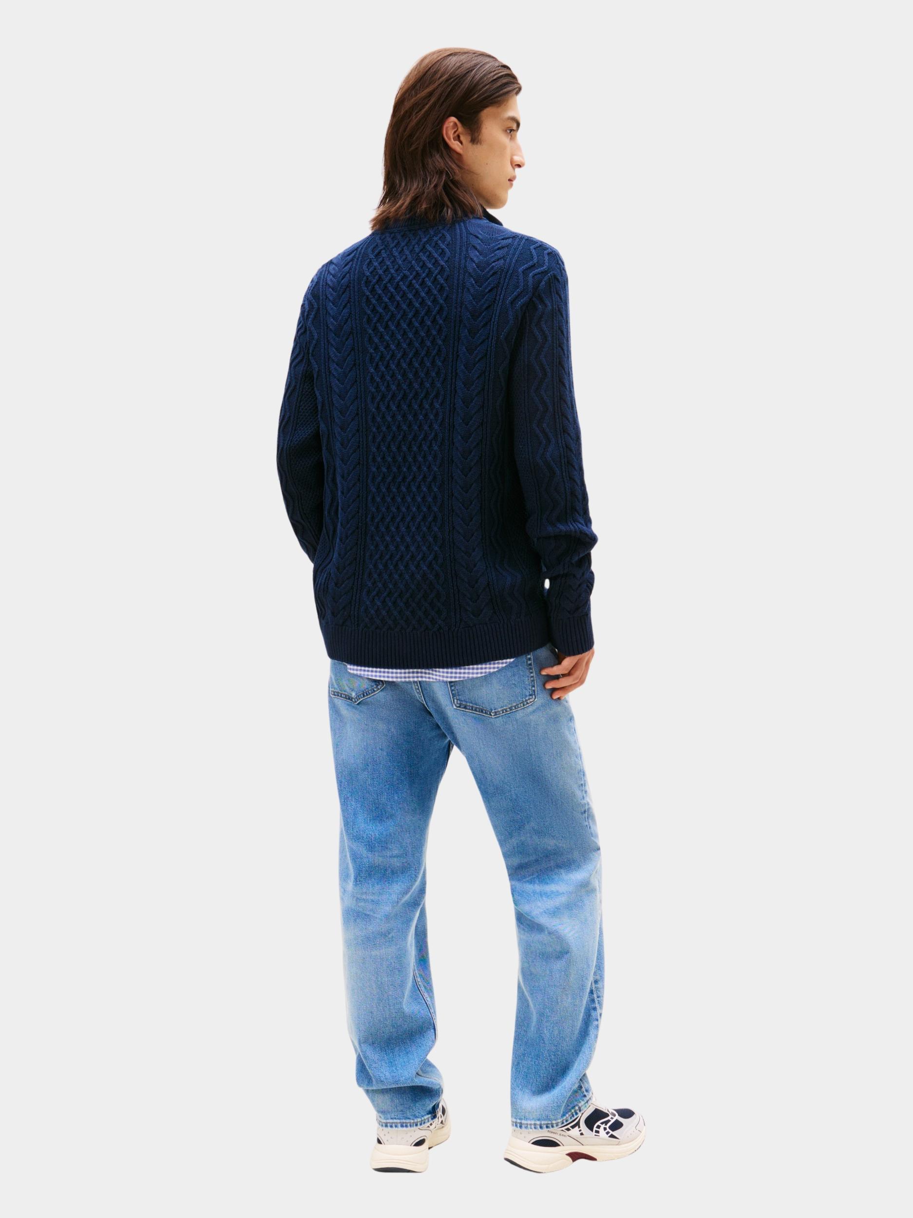 Tommy Jeans Half Zip Blauw TJM SLIM BADGE CABLE QRTR ZIP DM0DM22103/0GY