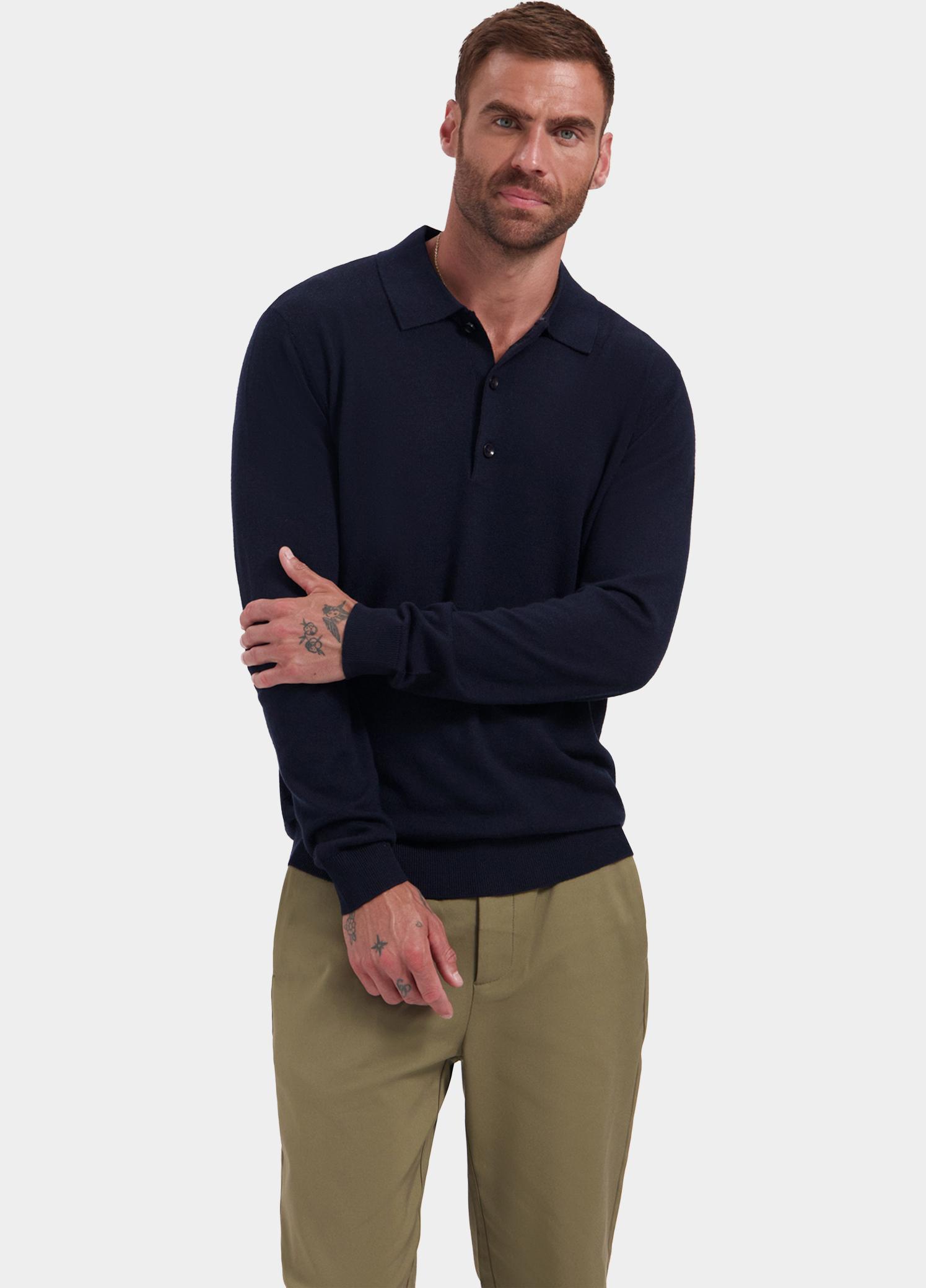 Dstrezzed Polo lange mouwen heren Blauw Destin Button Polo 406078/649