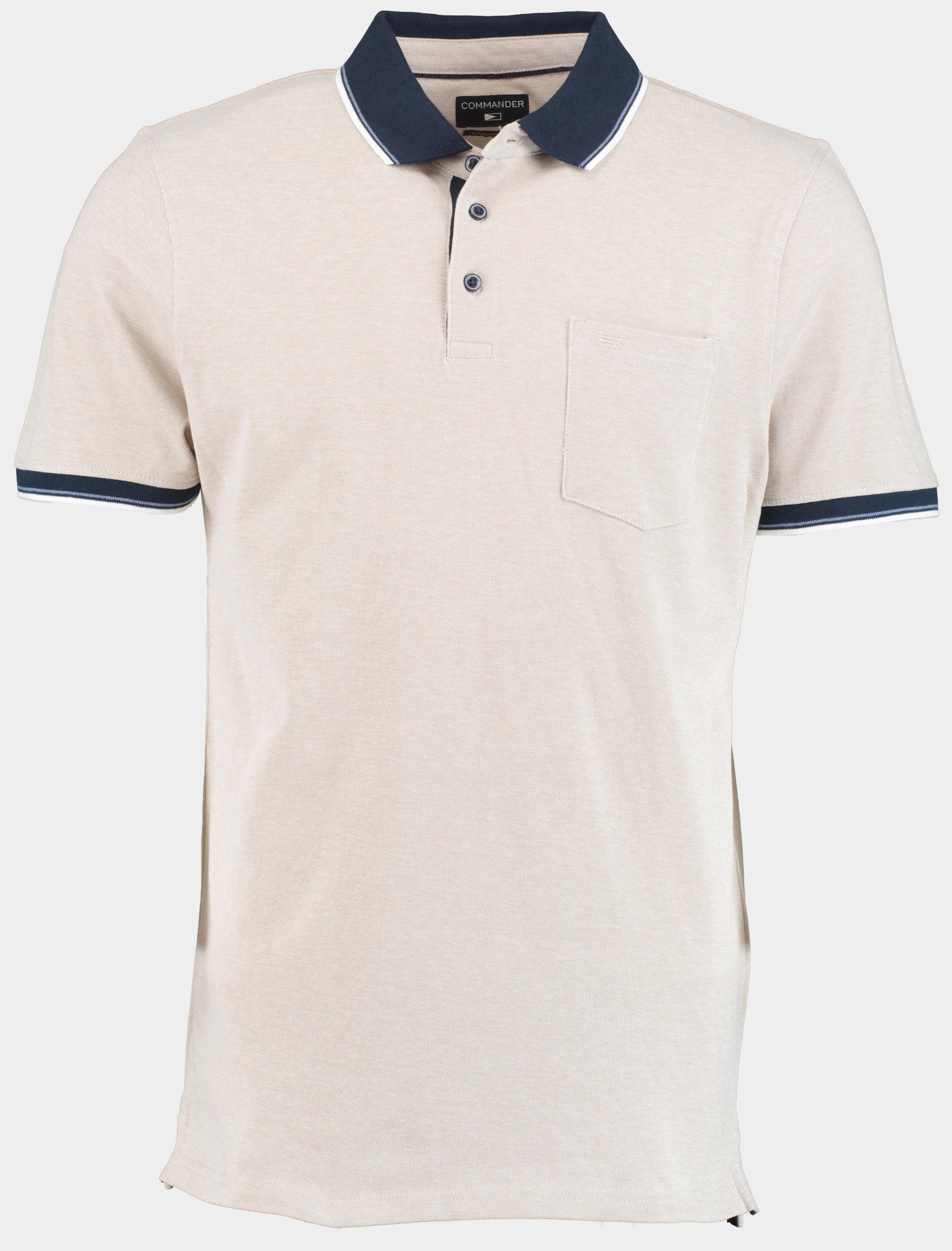 Commander flag Polo korte mouw Beige 3-Knopf-Polo-Shirt, 1/2 Arm 214008259/209