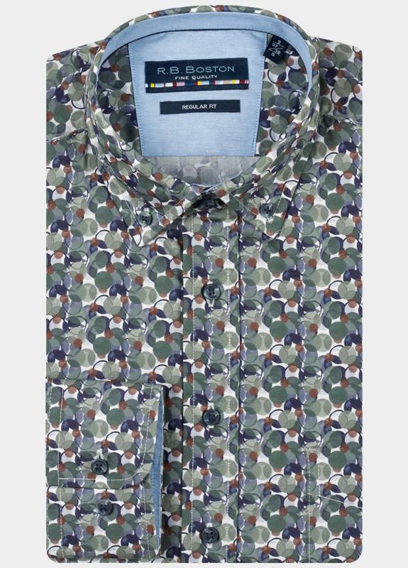R.B. Boston Casual hemd lange mouw Groen Regular Fit 100% Cotton 527670/719