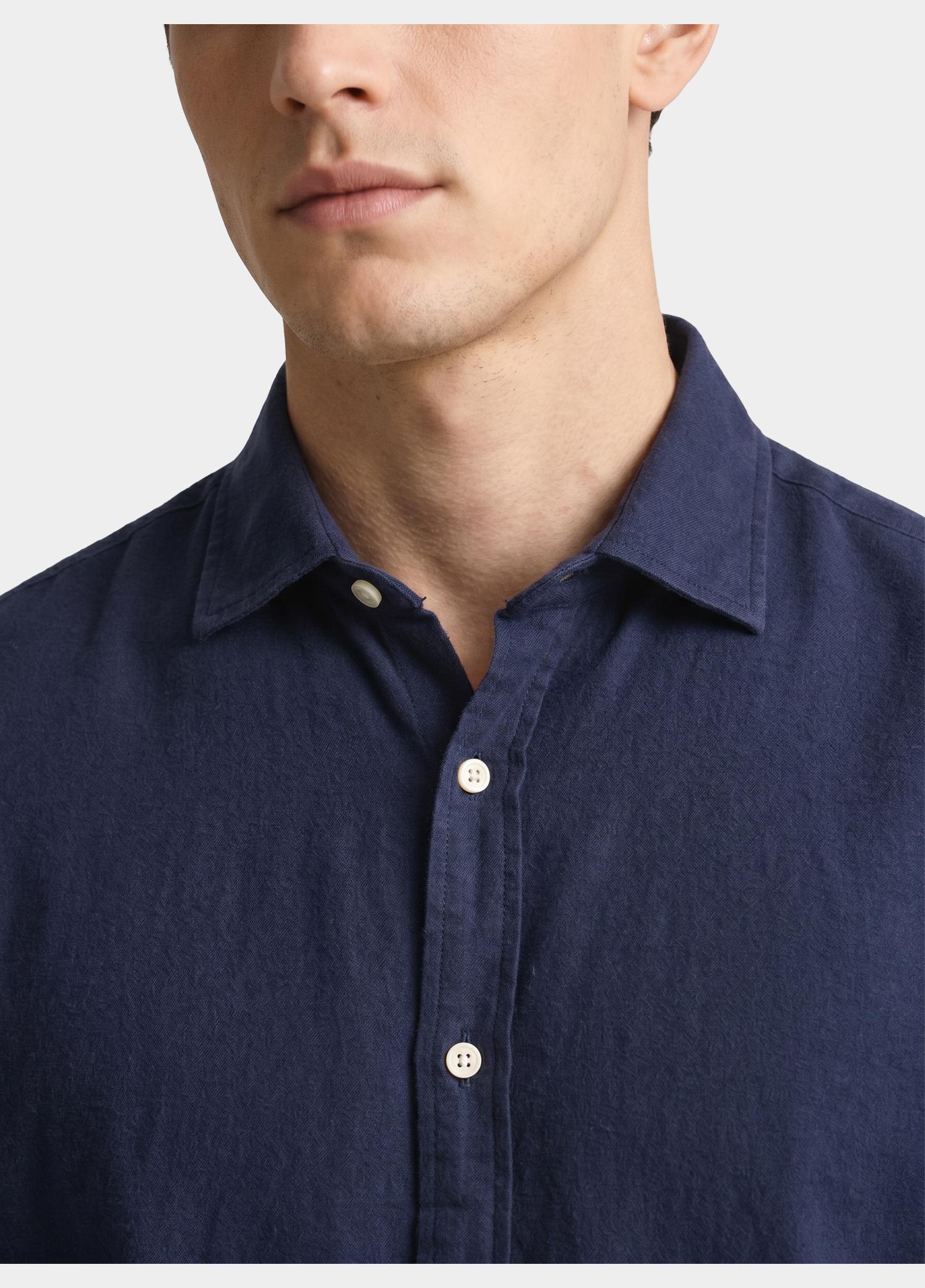 Blue Coast Overhemd heren Blauw 100% linnen, regular fit 118L/0060 Navy