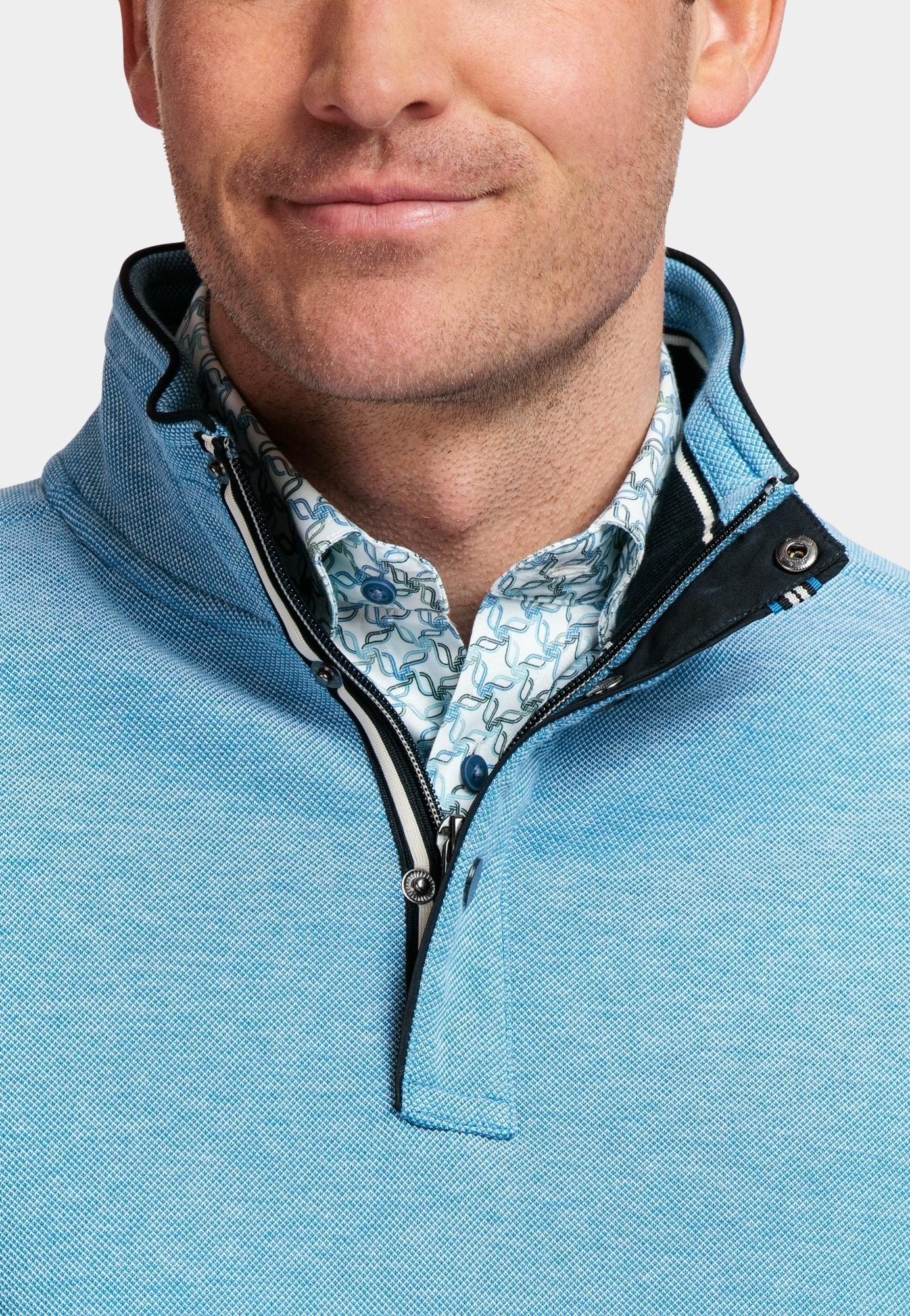 Baileys Half Zip Blauw Sweatshirt 1/2 zip 2-tone oxf 413138/66