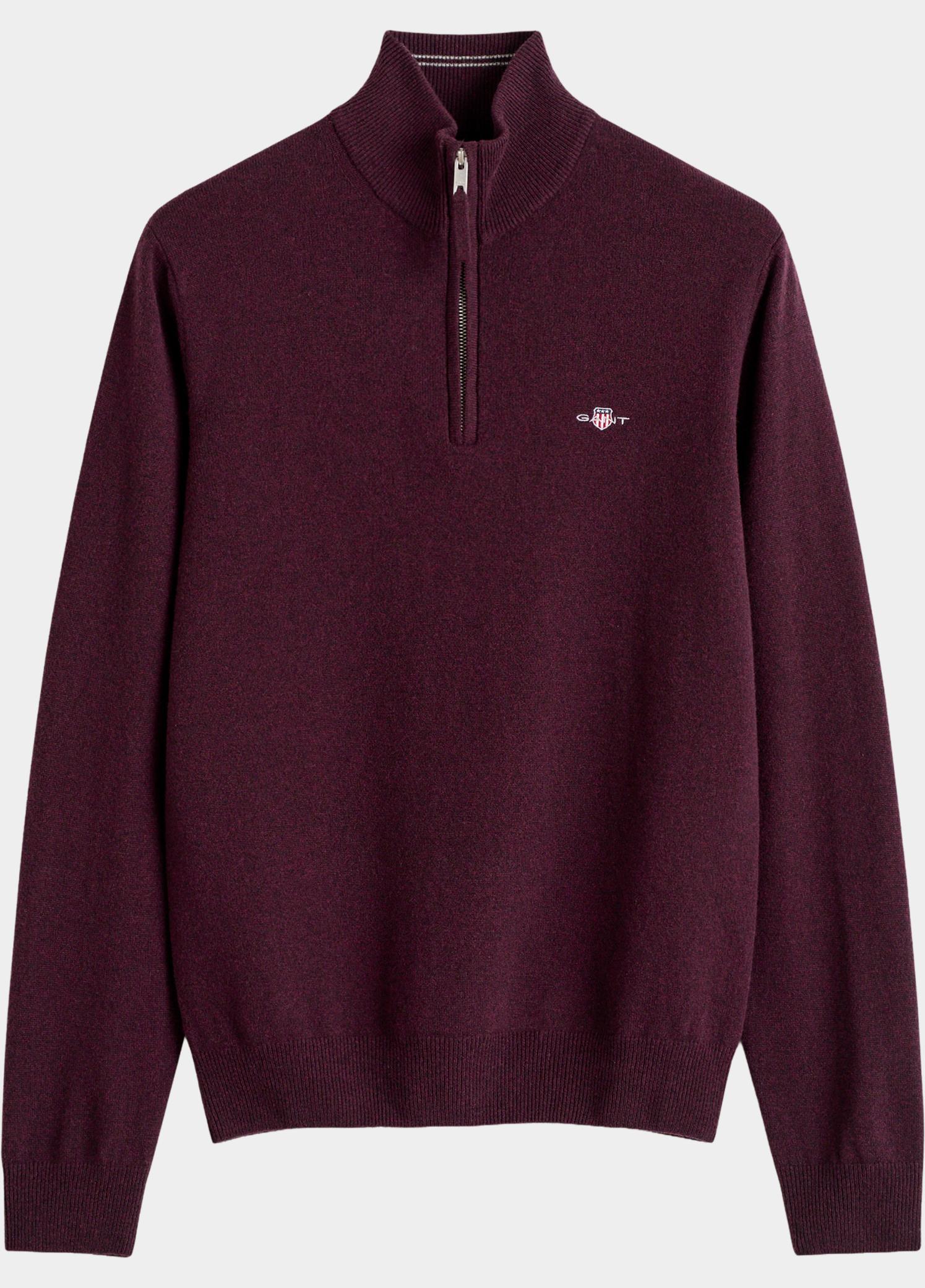 Gant Half Zip Rood Lamswollen trui met korte rit 87313/667