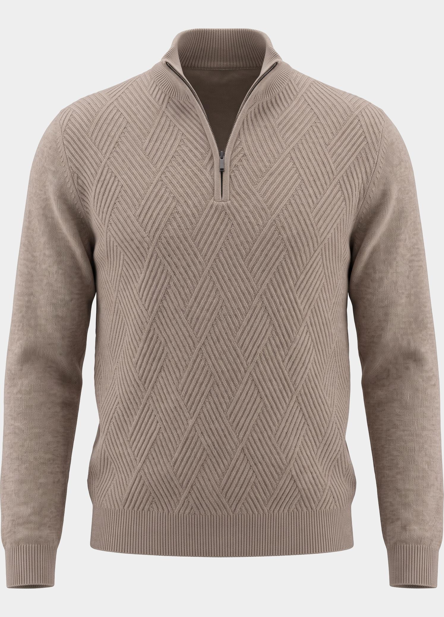 Baileys Half Zip Beige Front Body Structure Knit 628406/985