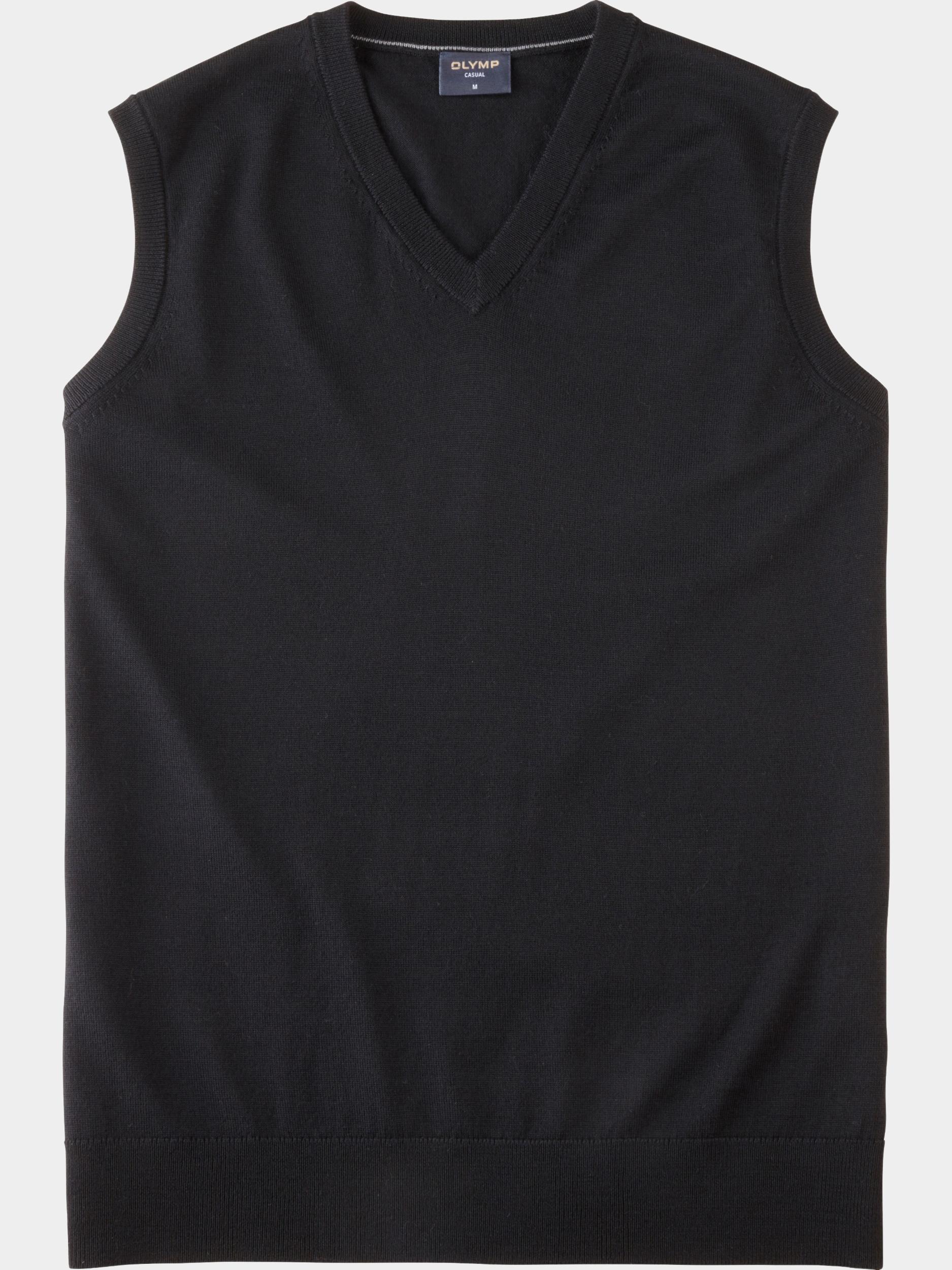 Olymp Spencer Zwart V-Pullunder Basic Merino 533667/68