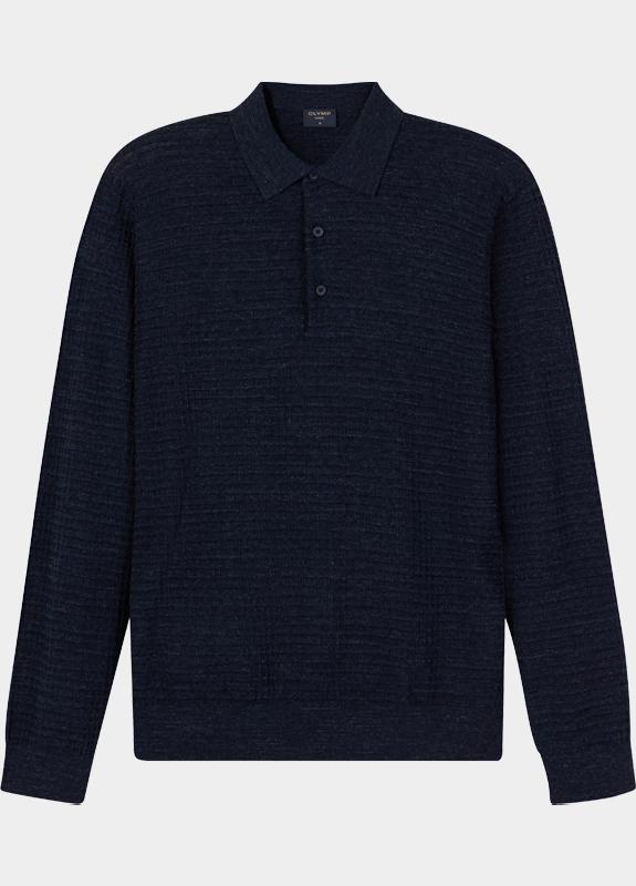 Olymp Polo lange mouwen heren Blauw  532584/18