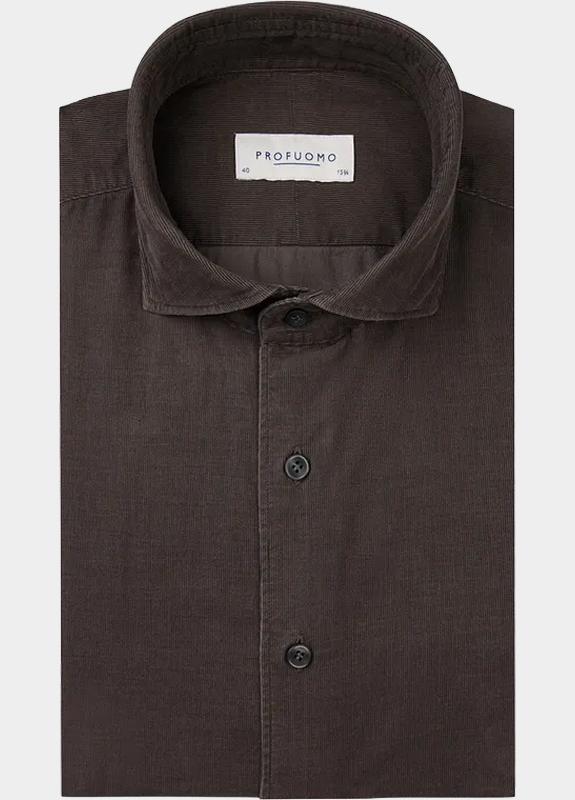Profuomo Business hemd lange mouw Bruin  PPVH30028/D
