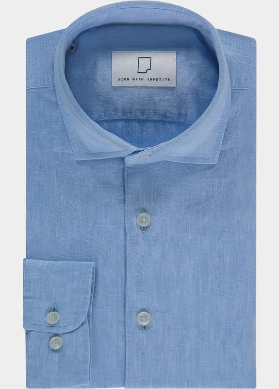 Born With Appetite Overhemd heren Blauw Avenue Li-co Ws Plain Shirt L BWA26107AV01/4003